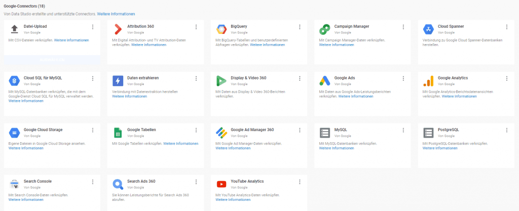 Abbildung Google Connector in Data Studio