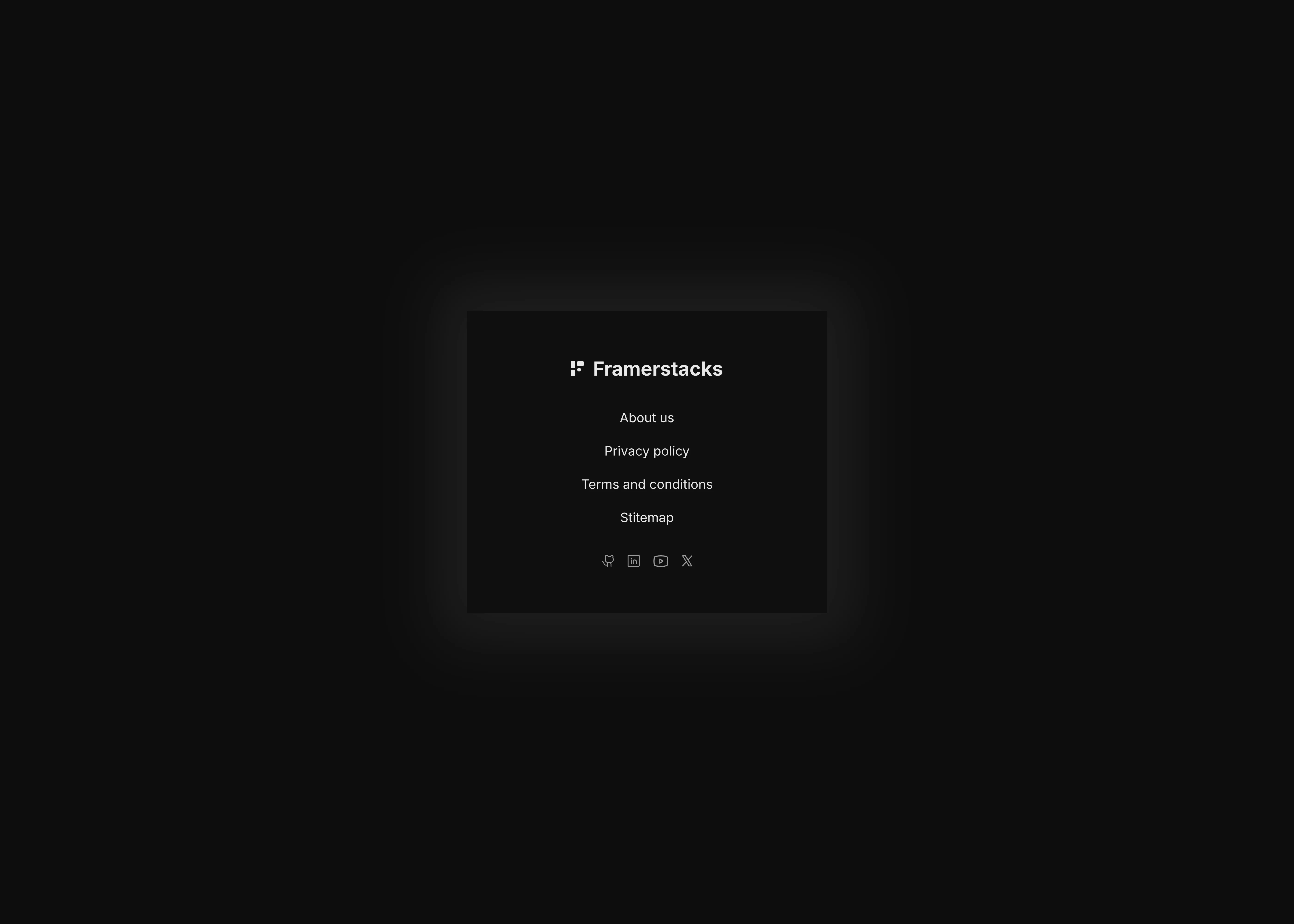 A dark themed simple ui design of a footer section for mobile devices.