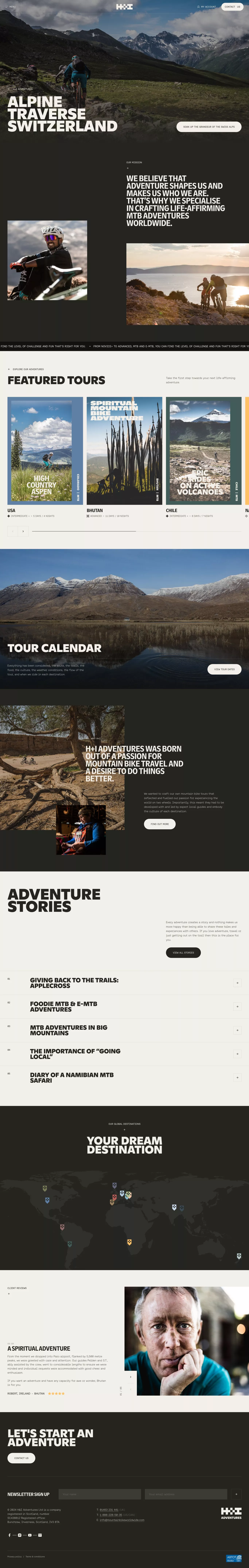 Award Winning Worldwide Mountain Bike To landing page screenshot showcasing Travel design