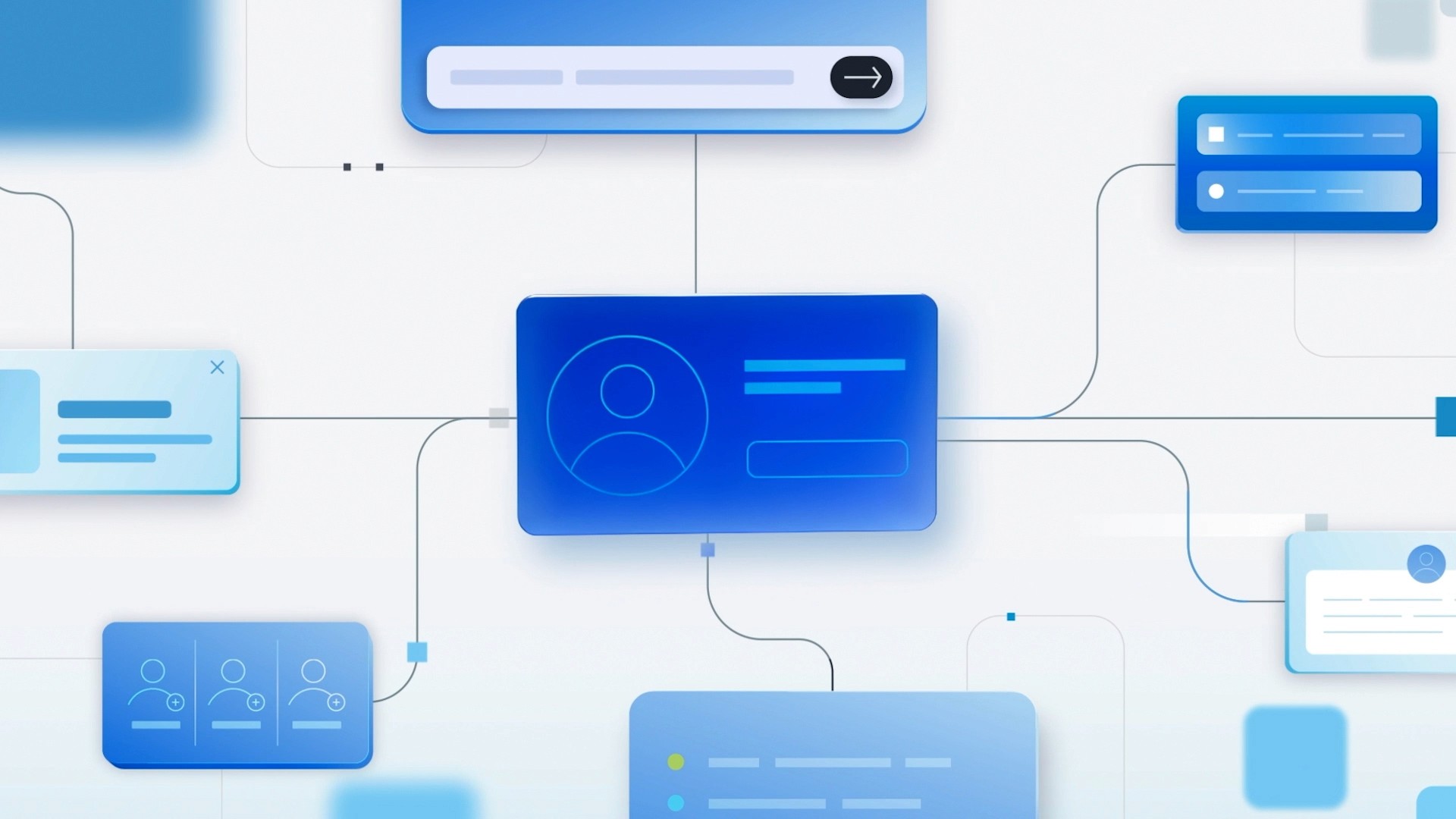 User interface showing connected modules and data flowing between different system components