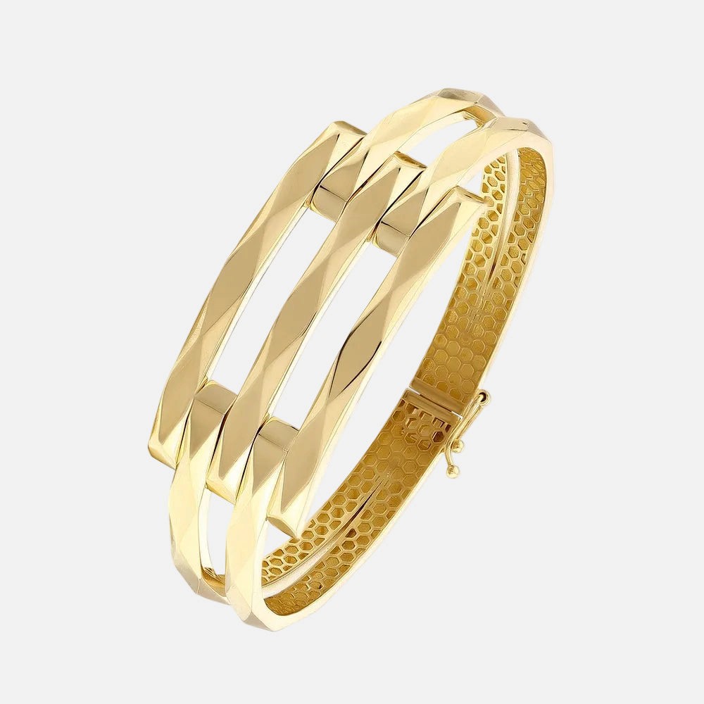 Assos Pırlanta 14 Ayar Altın Kaburga Kelepçe Zarif Bilezik