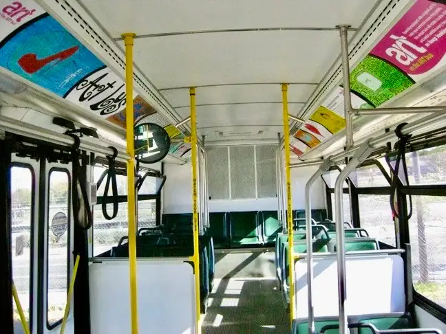 ART ON THE ART BUS deviates somewhat from his formal work, in that he applied contemporary and familiar symbols to express the humorous side of our social and personal issues that bus passengers might recognize. Arlington county bus service 