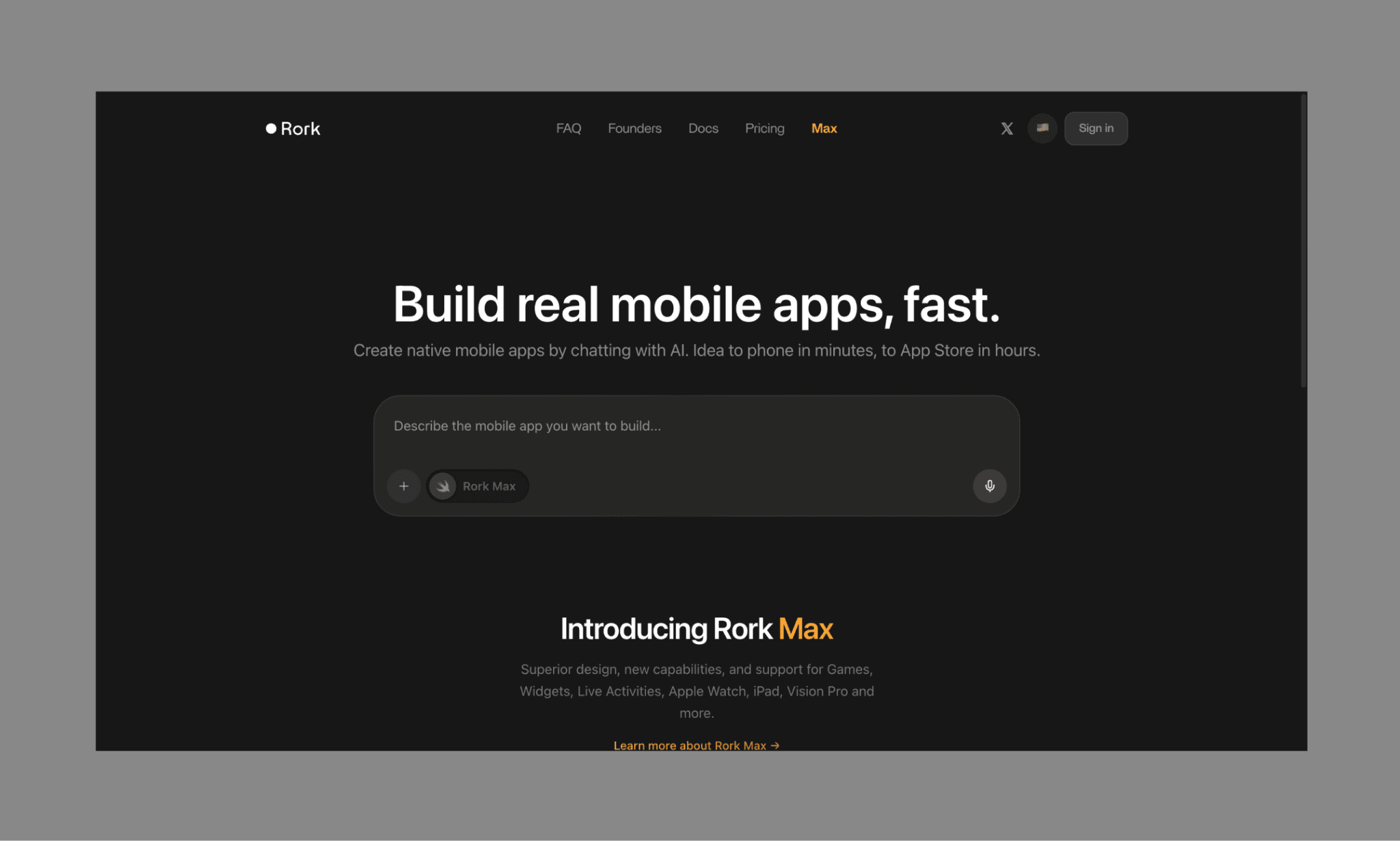 Rork AI is an AI app builder that turns plain-English text descriptions into fully functional mobile/web apps.