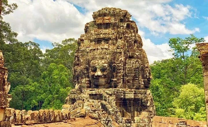 Ancient Bayon Temple stone faces