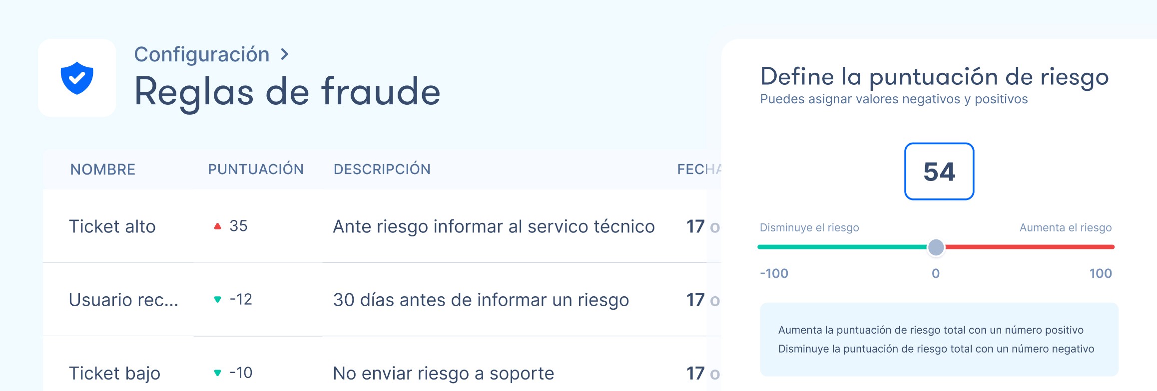 Gestión de reglas de fraude en Zru