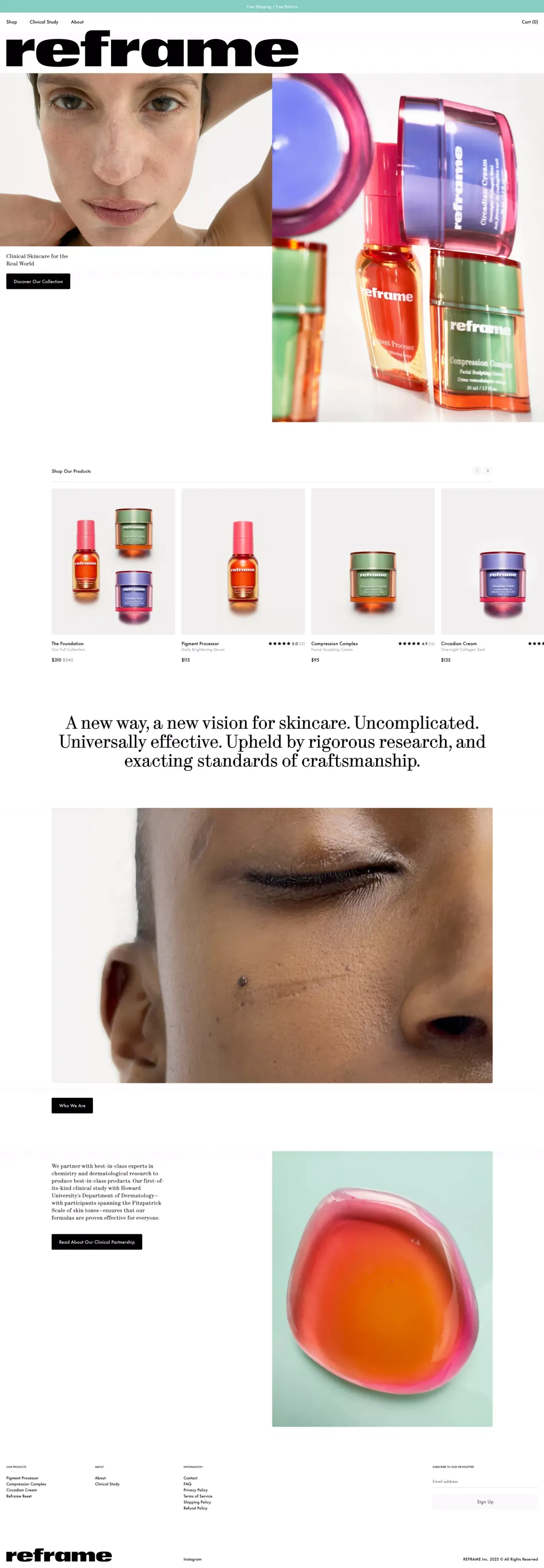 Reframe Beauty ecommerce page screenshot showcasing Beauty and Ecommerce design