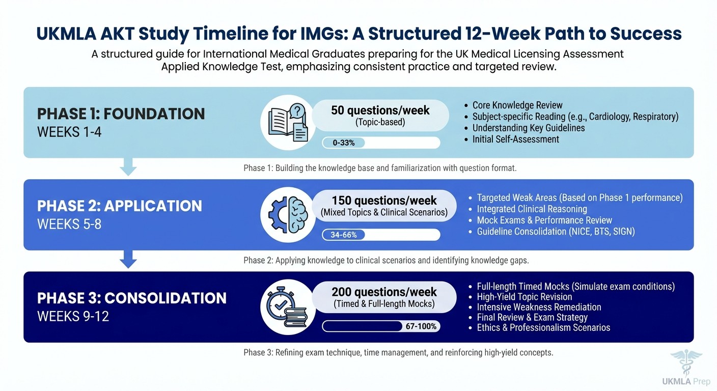 UKMLA AKT 12-week study timeline for international medical graduates