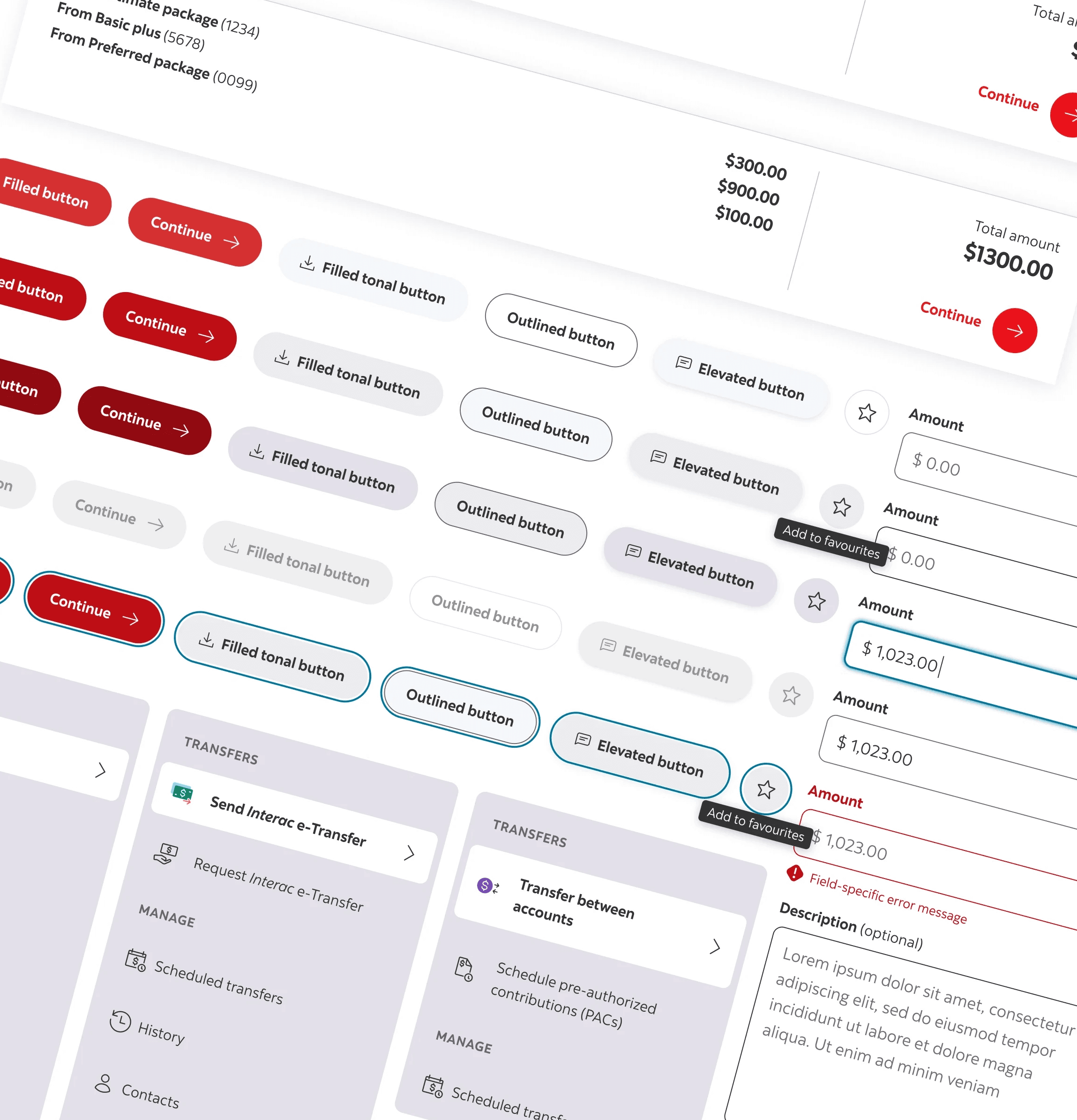 A sample spread of the componets we made which consists of buttons, input fields, and menus