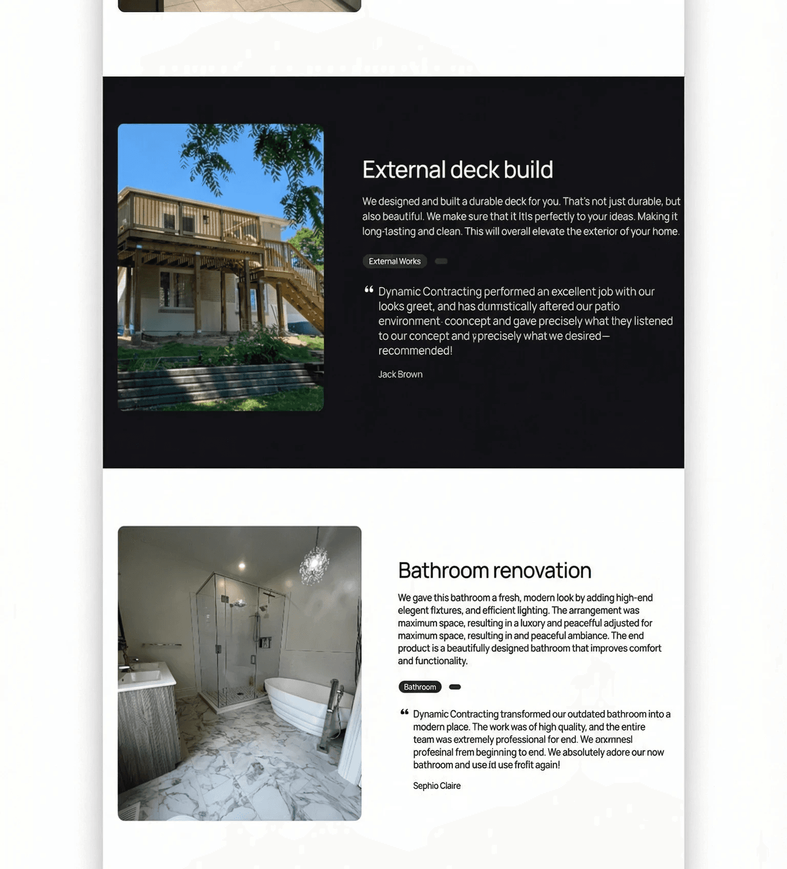 Halton Hills contractor website - client reviews with project photos by DAWebDesigns
