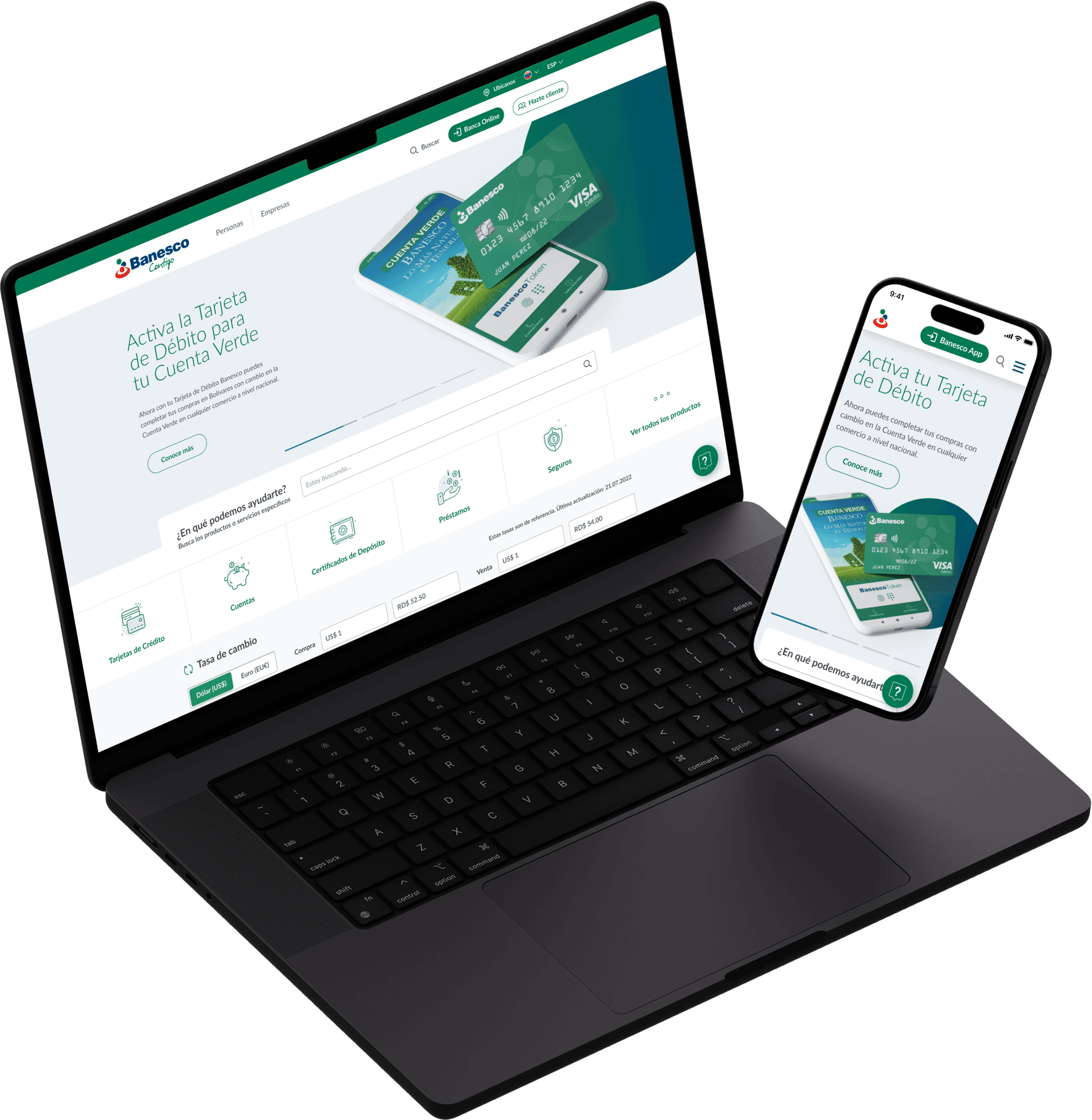 Pantalla de inicio para todas las sedes de Banesco Internacional