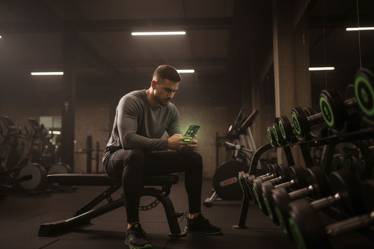 Person logging a workout on a smartphone