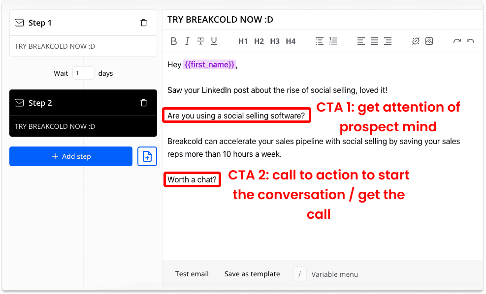 Cold Email Call to Action CTA | Breakcold