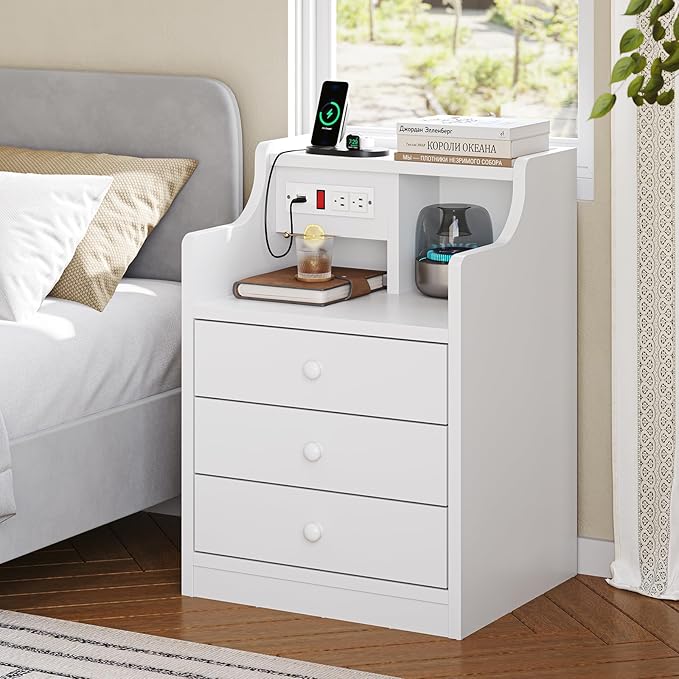 Nightstand with hutch – A stylish and functional furniture piece, perfect for any modern home.