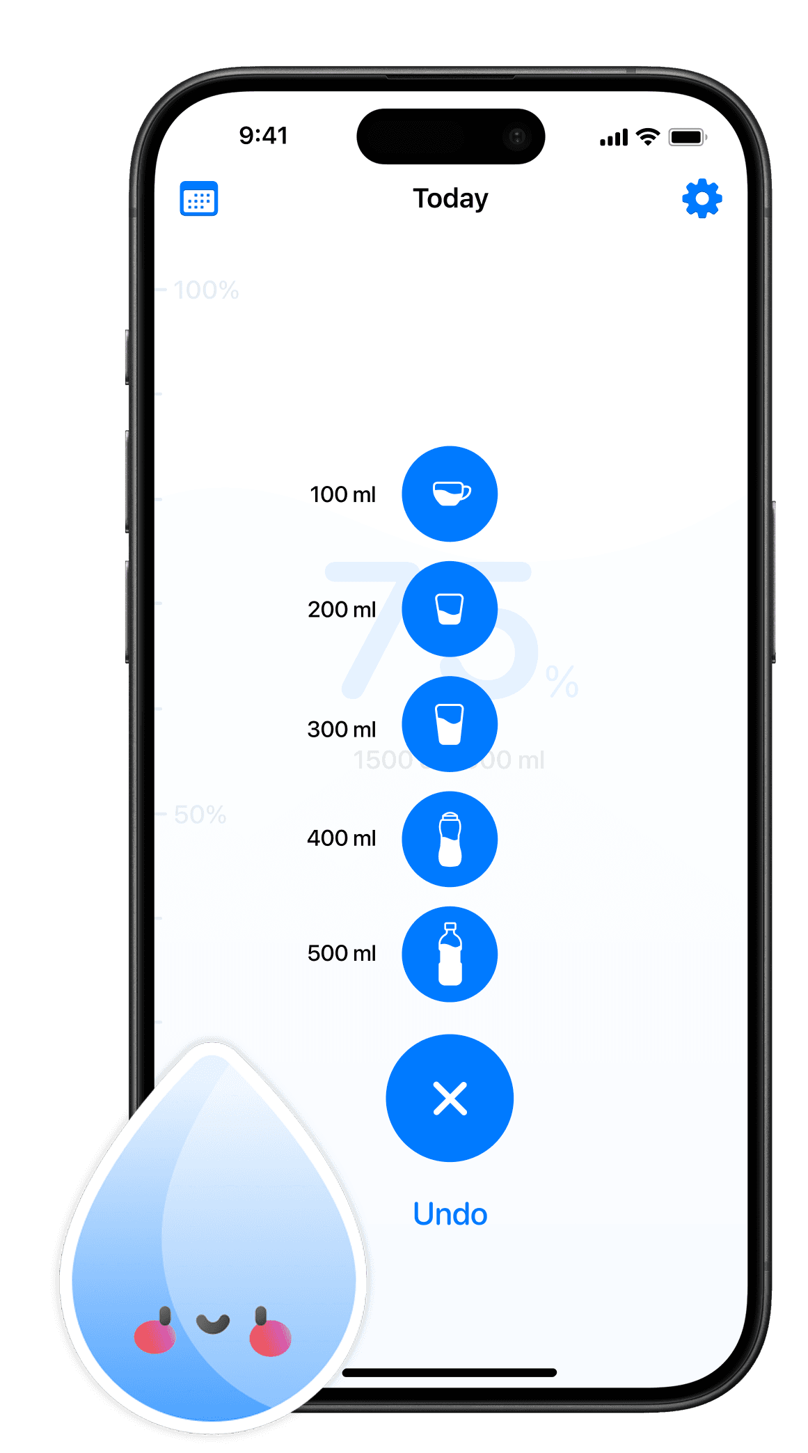 Water tracker app for daily hydration goals.