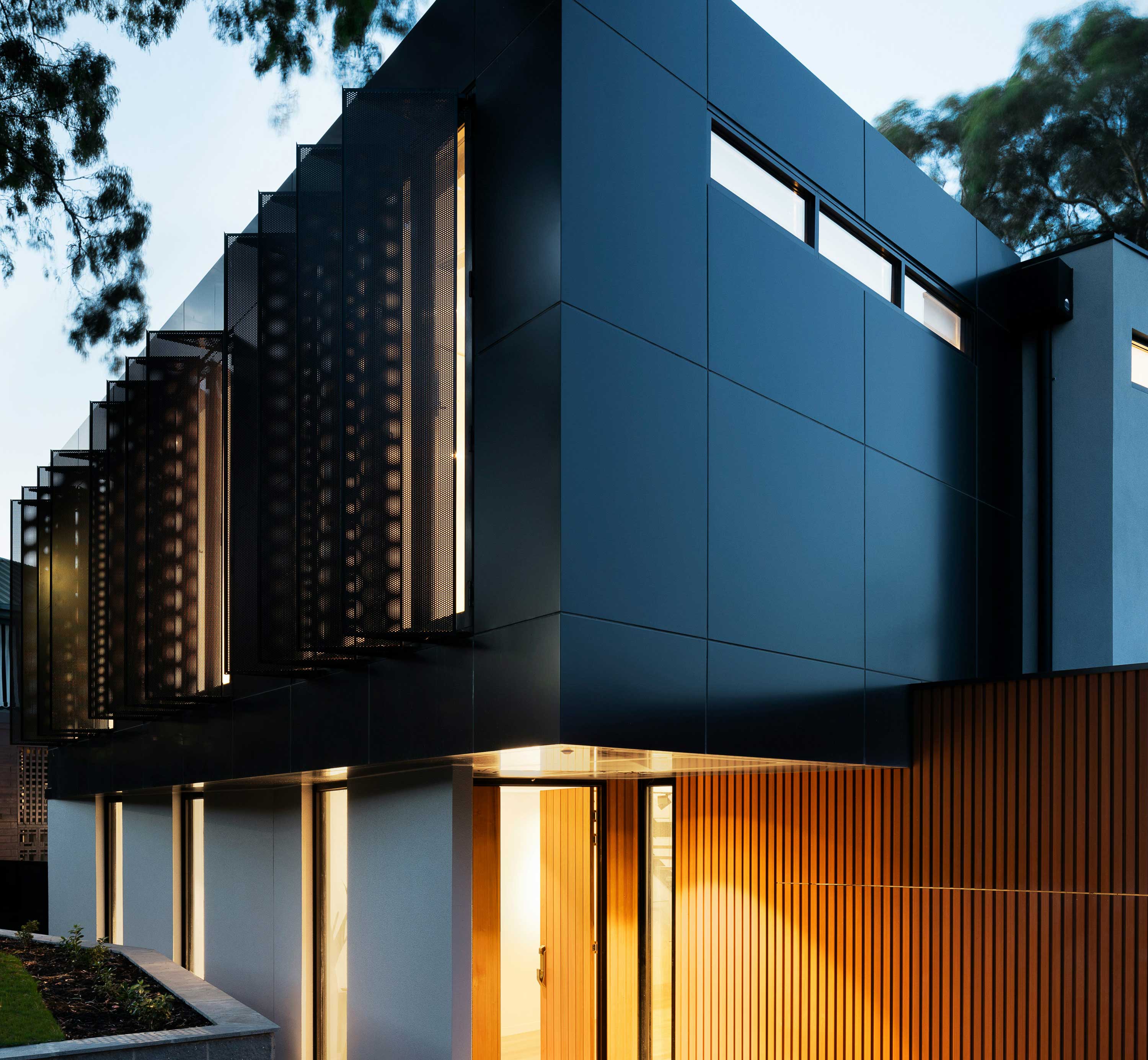 Beautiful architecture of contemporary townhome real estate 