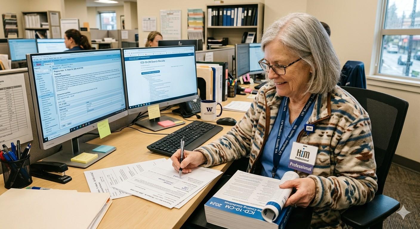 Medical Coder Writing Diagnostic Coding
