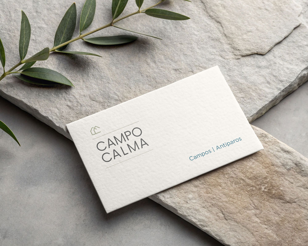 Branded Almyra Antiparos wine bottle label design and product mockup
