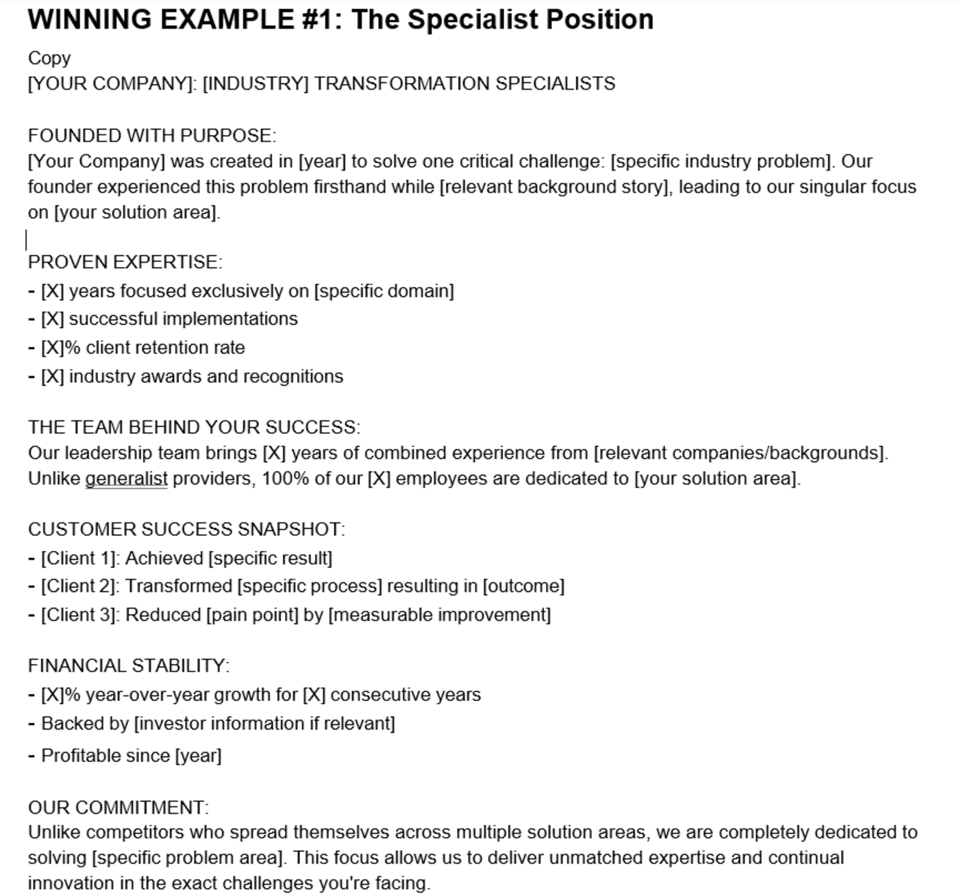 The specialist position