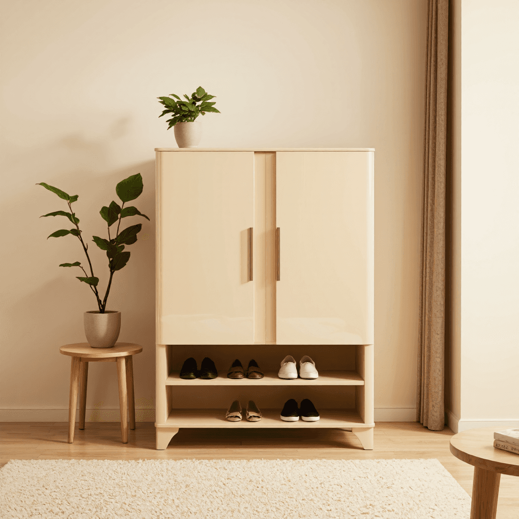product photography of a shoe cabinet with a modern design