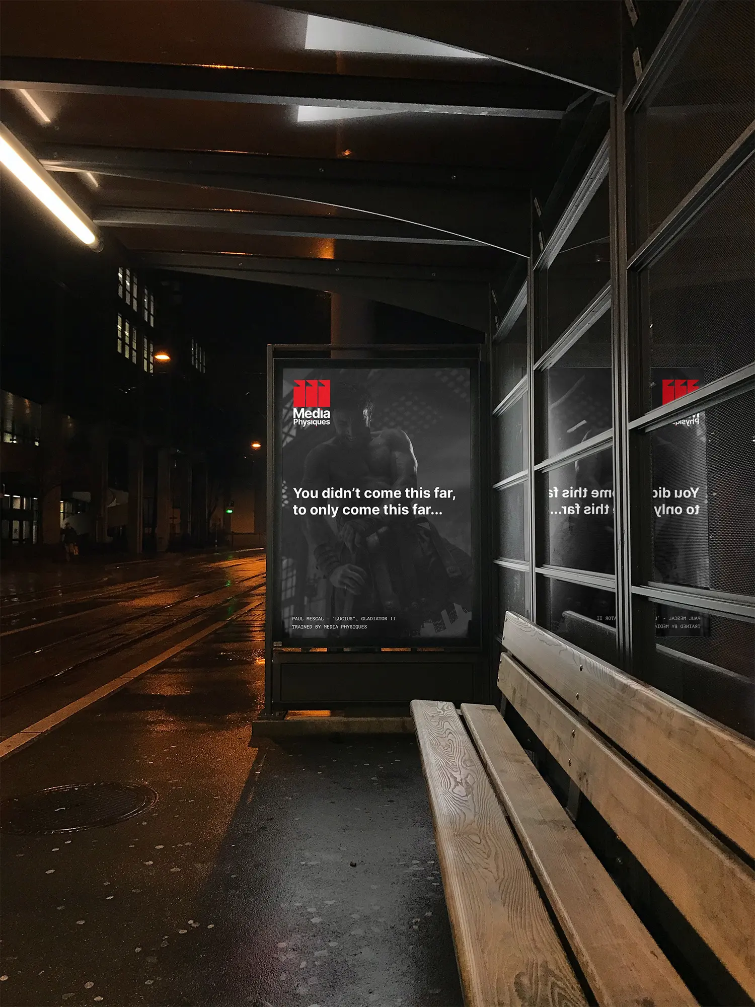 Media Physiques Bus Stop Poster Mockup | HotSauce Design Works™️