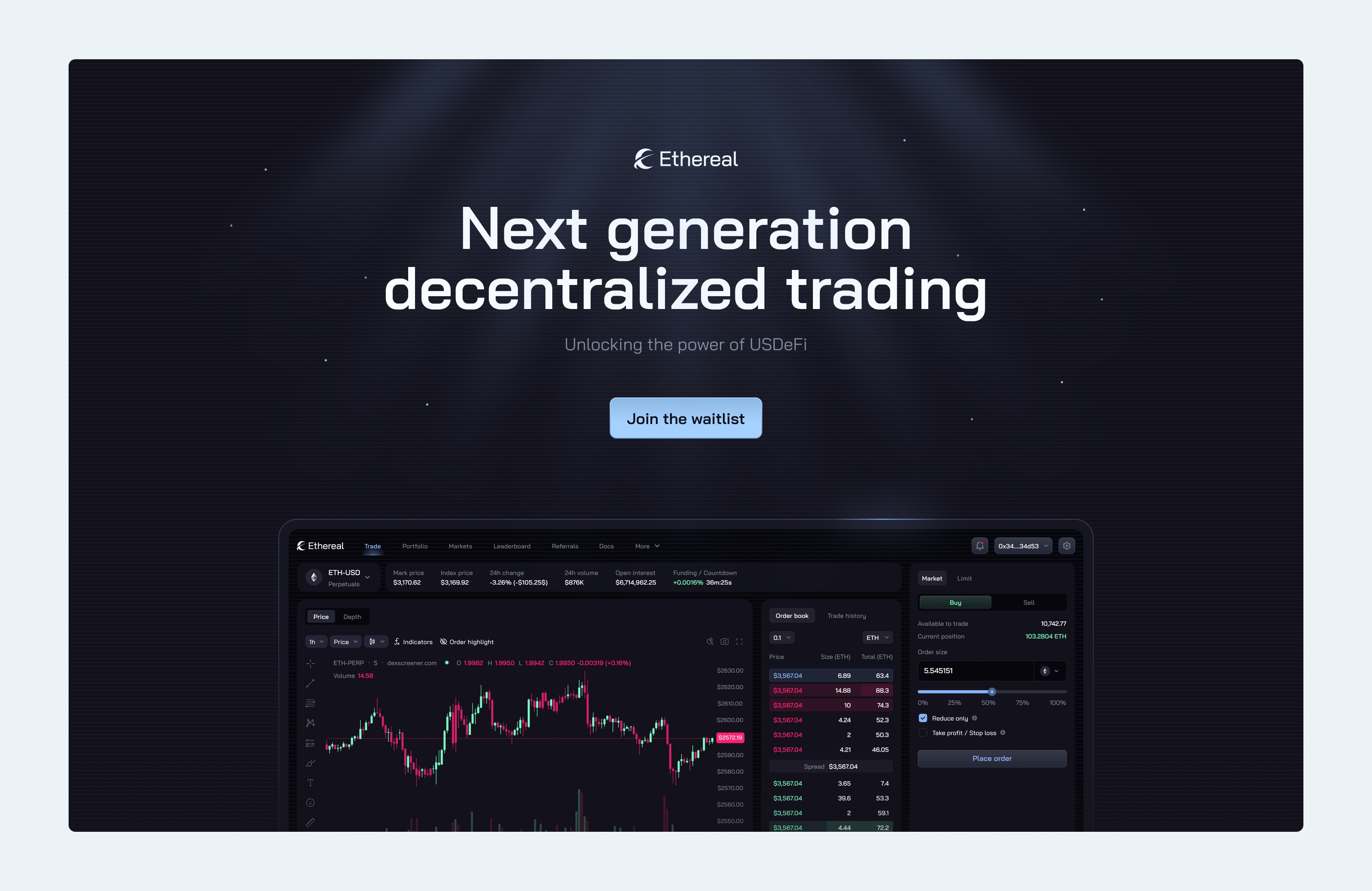 Etheral - Dex landing page