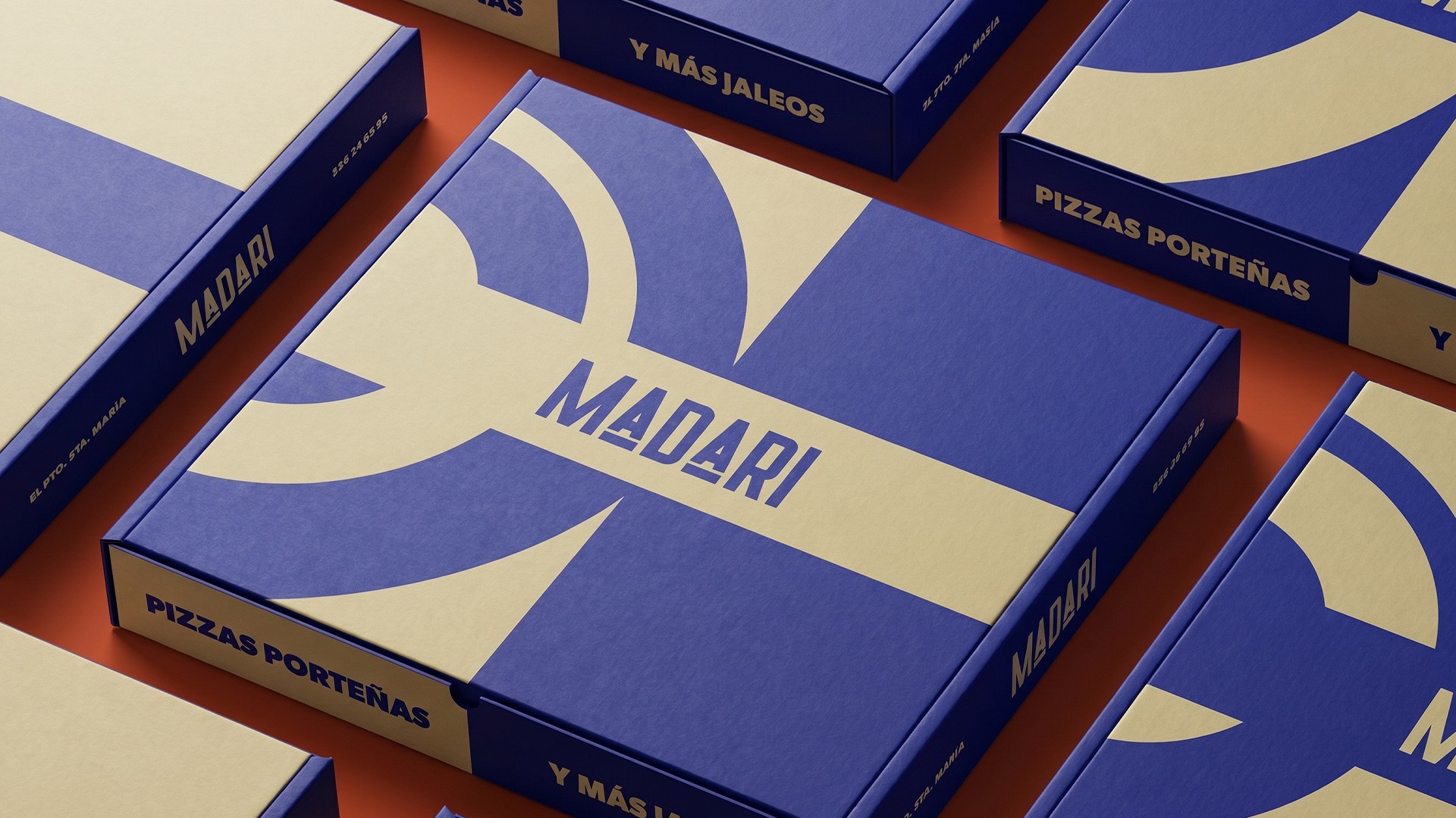 Packaging de Pizzería Madari — nueva identidad visual para pizzería en Cádiz · Estudio Varsau