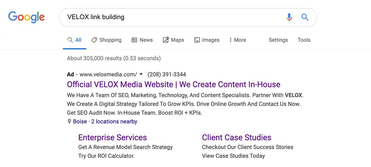 Branded-Plus Keyword example