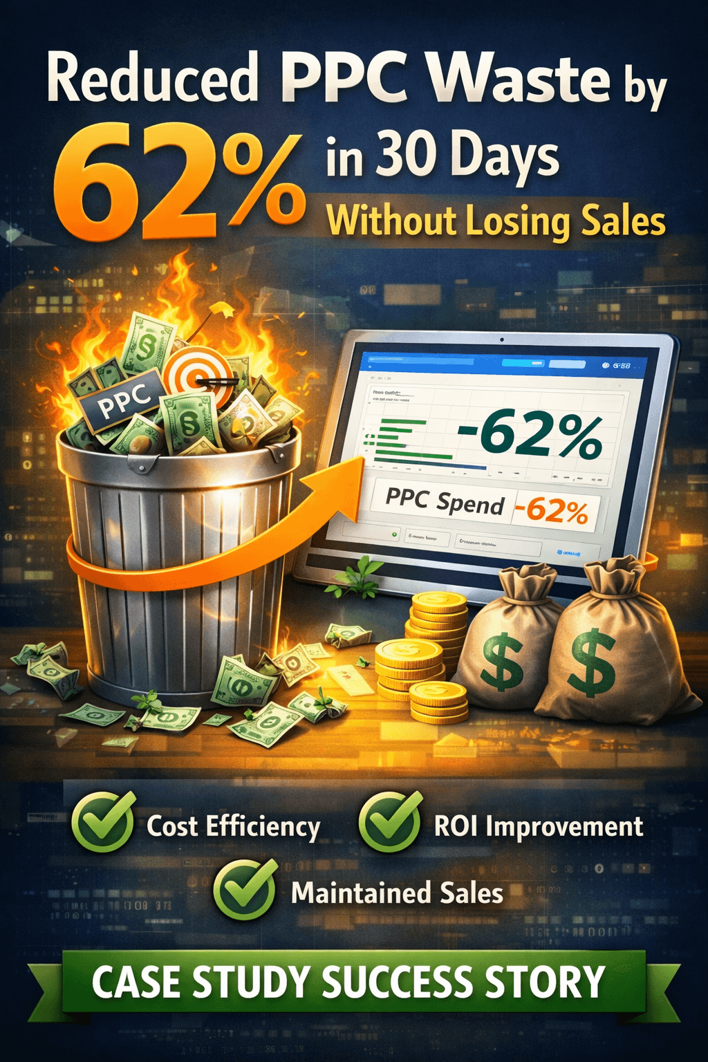 Reduced PPC Waste by 62% in 30 Days Without Losing Sales