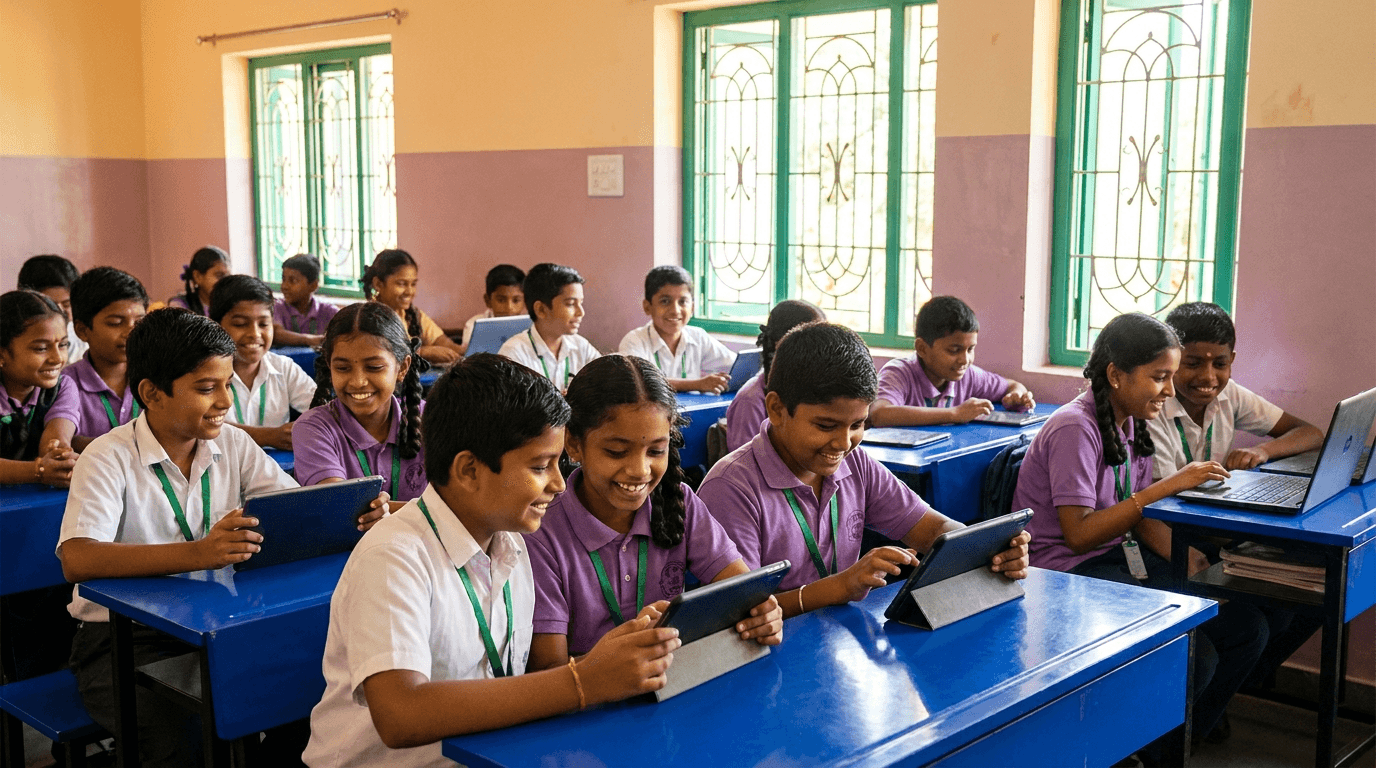 An NCFE classroom using tablets and laptops collaboratively