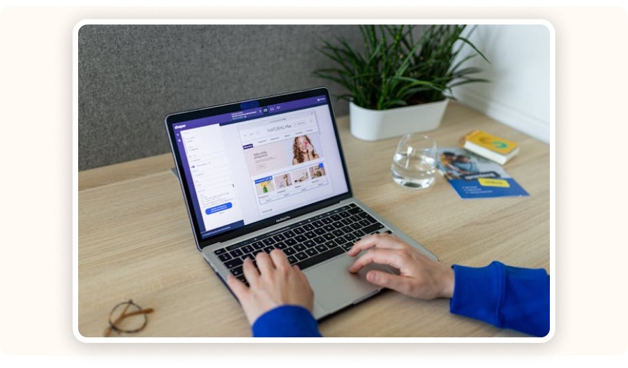 Person working on a laptop