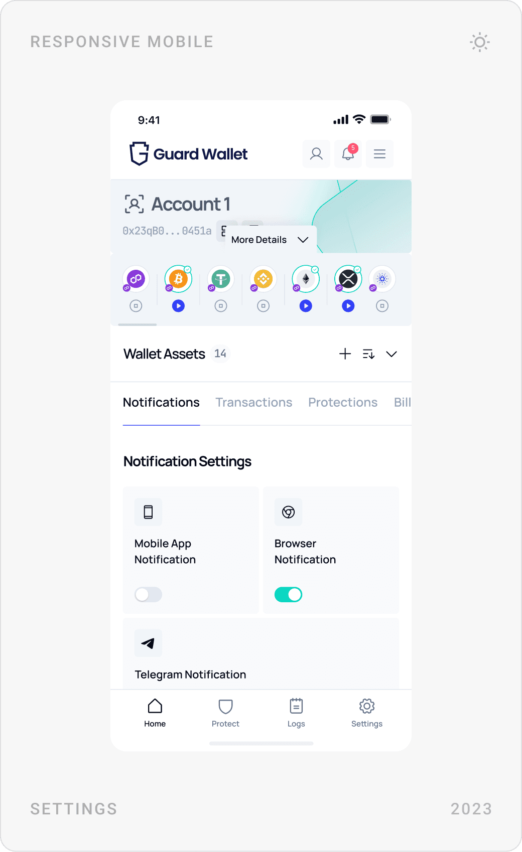 Modern Wallet Notification Settings Mobile Design