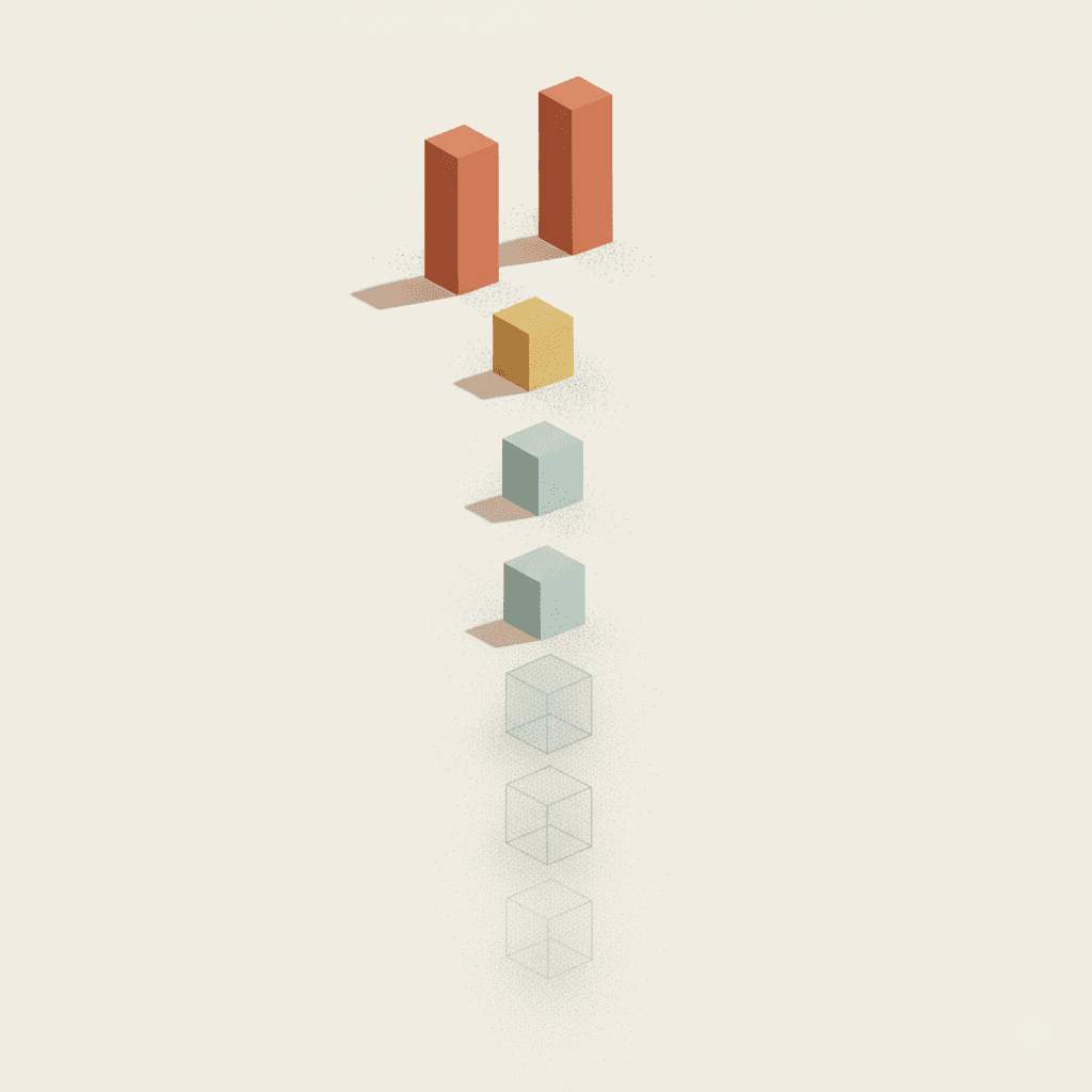 Abstract computer generated image of three dimensional geometric objects