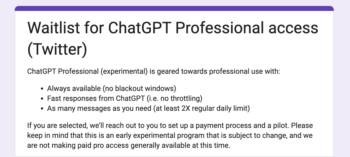 ChatGPT Plus Google Docs survey (11.01.2023)