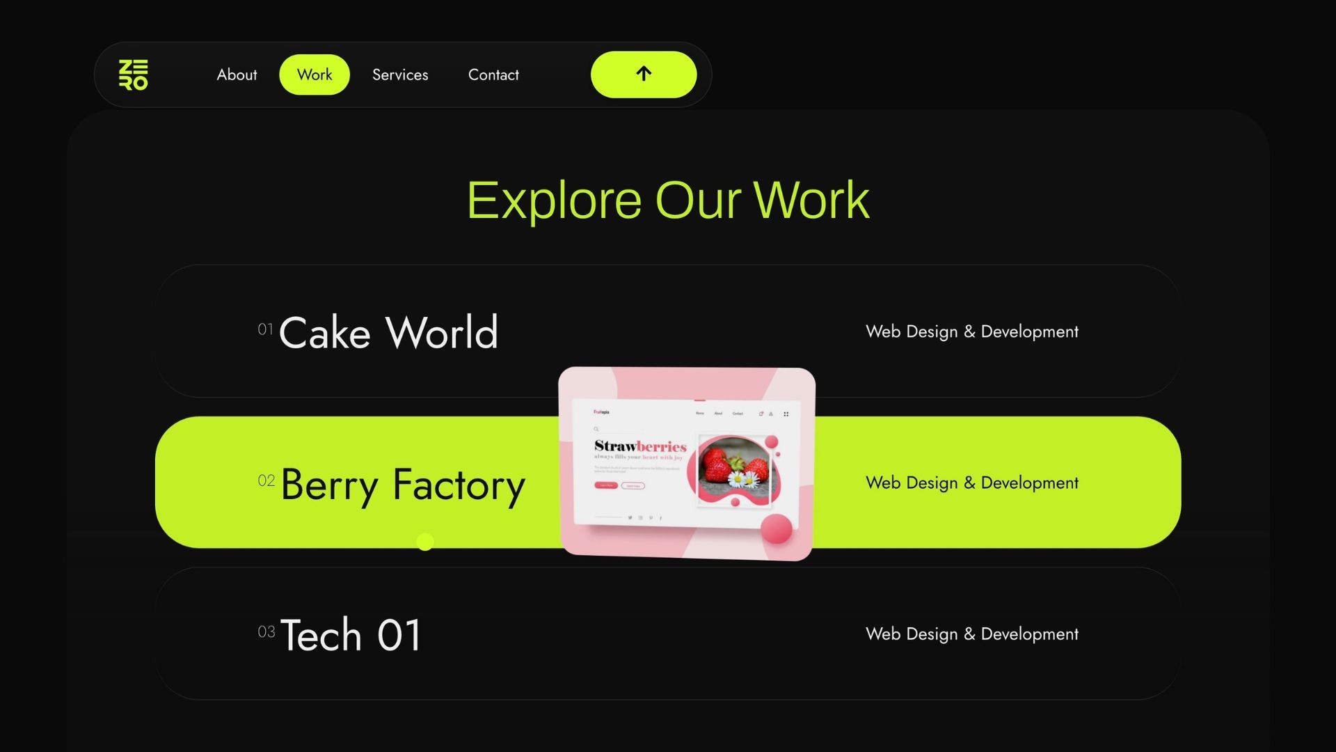 Zero agency website section