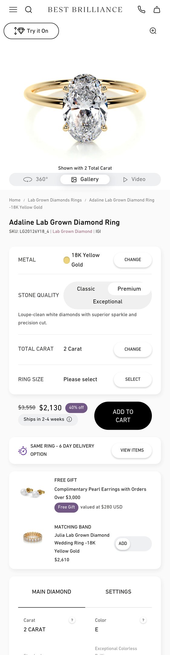 Jewelry product options include: ring for Adaline Lab Grown Diamond Ring -18K Yellow Gold from Best Brilliance.