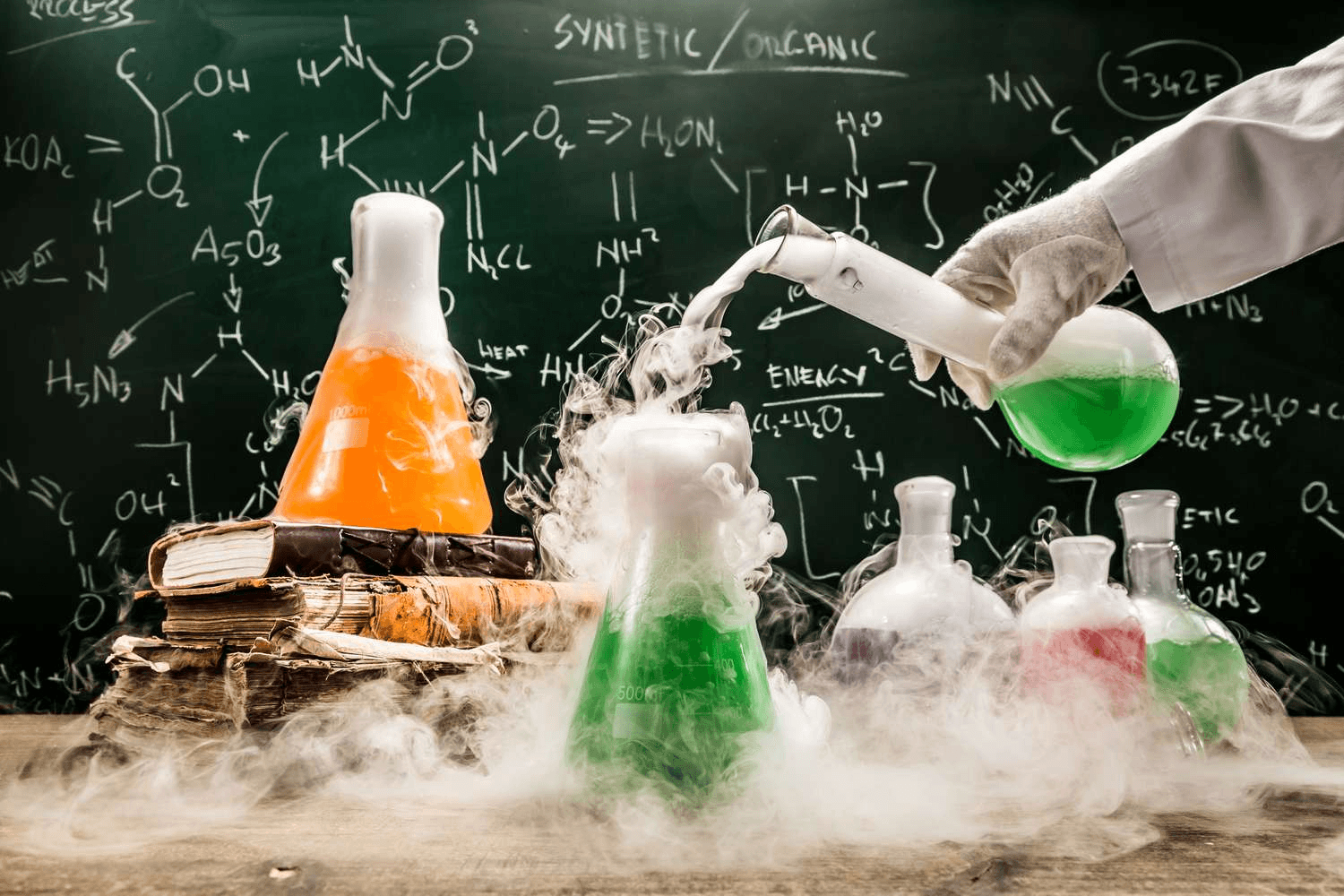 High school student conducting chemistry research in a laboratory, preparing a paper for academic journal submission