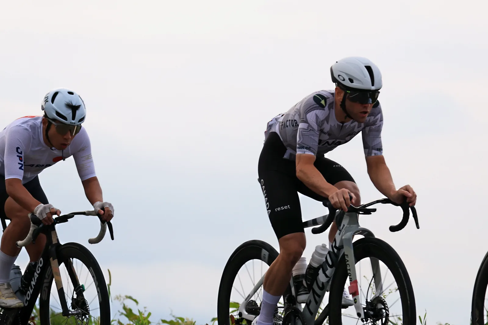 Two reset cc riders racing at the UCI Gran Fondo World Championships
