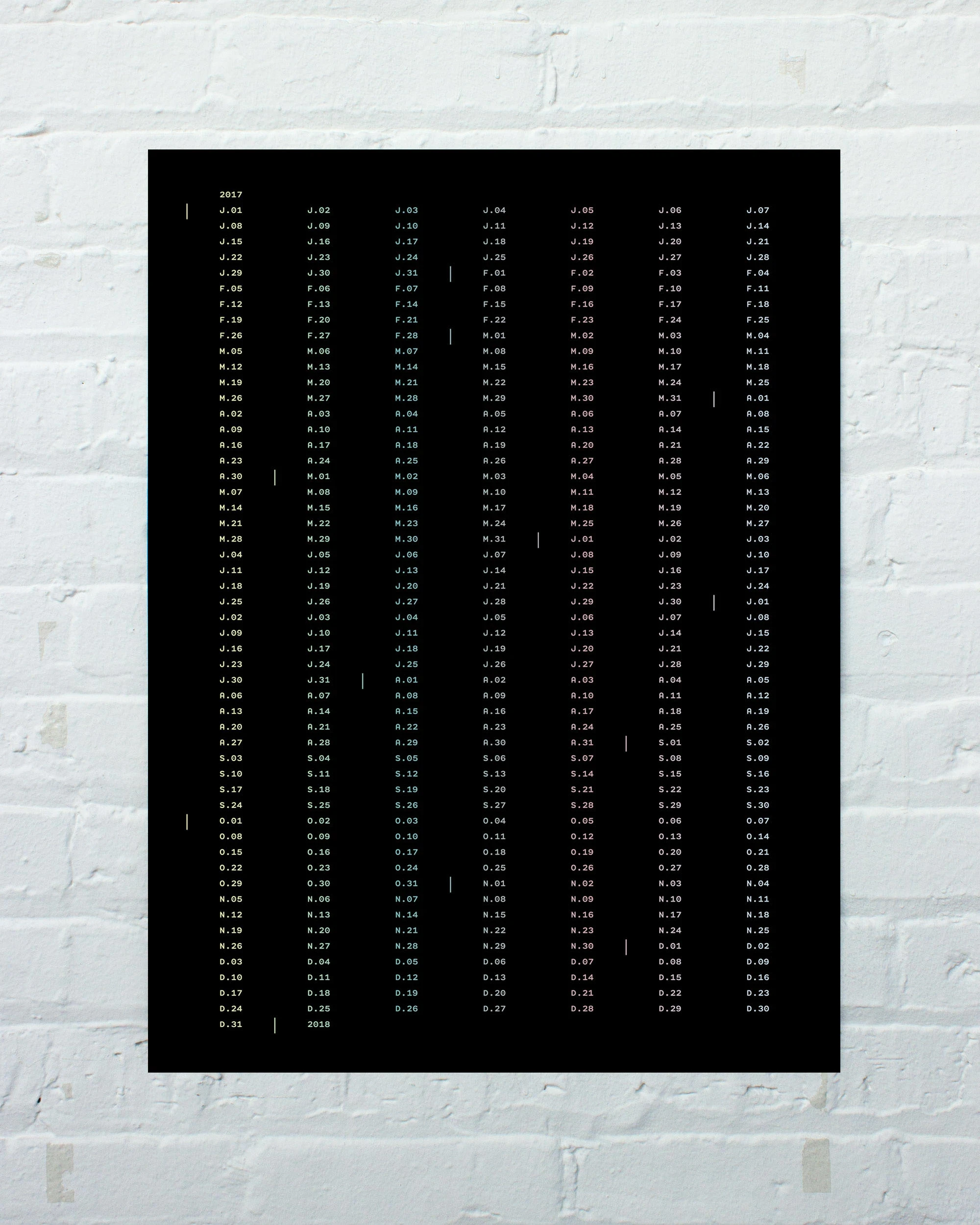 Reductive Wall Calendar