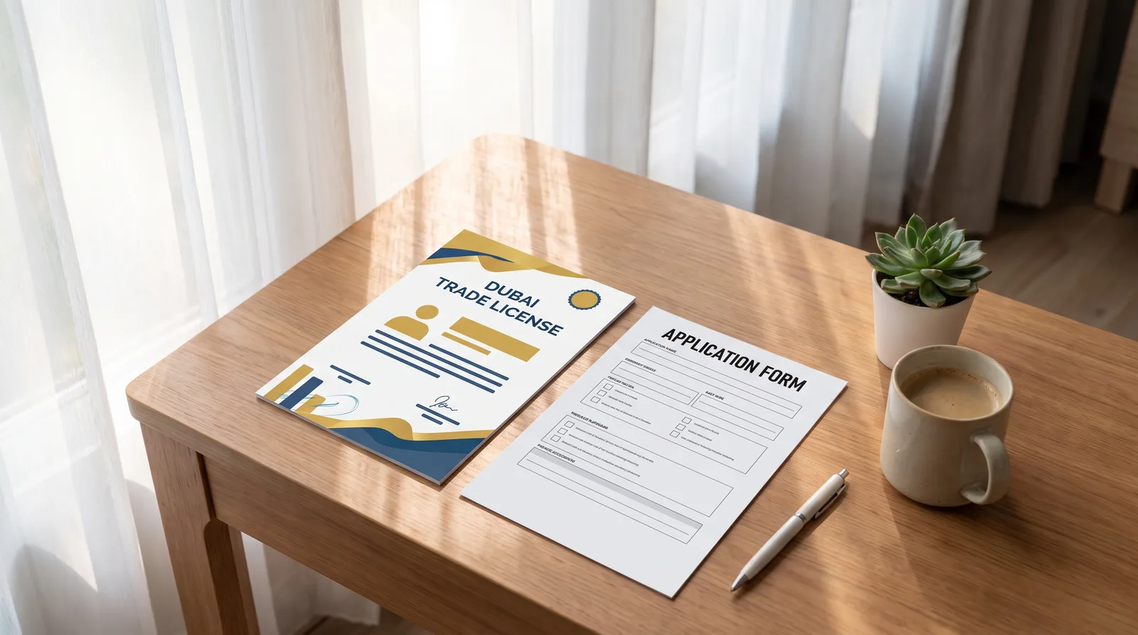 What to Prepare Before You Apply for a Dubai License beside a Dubai trade license document on an office desk