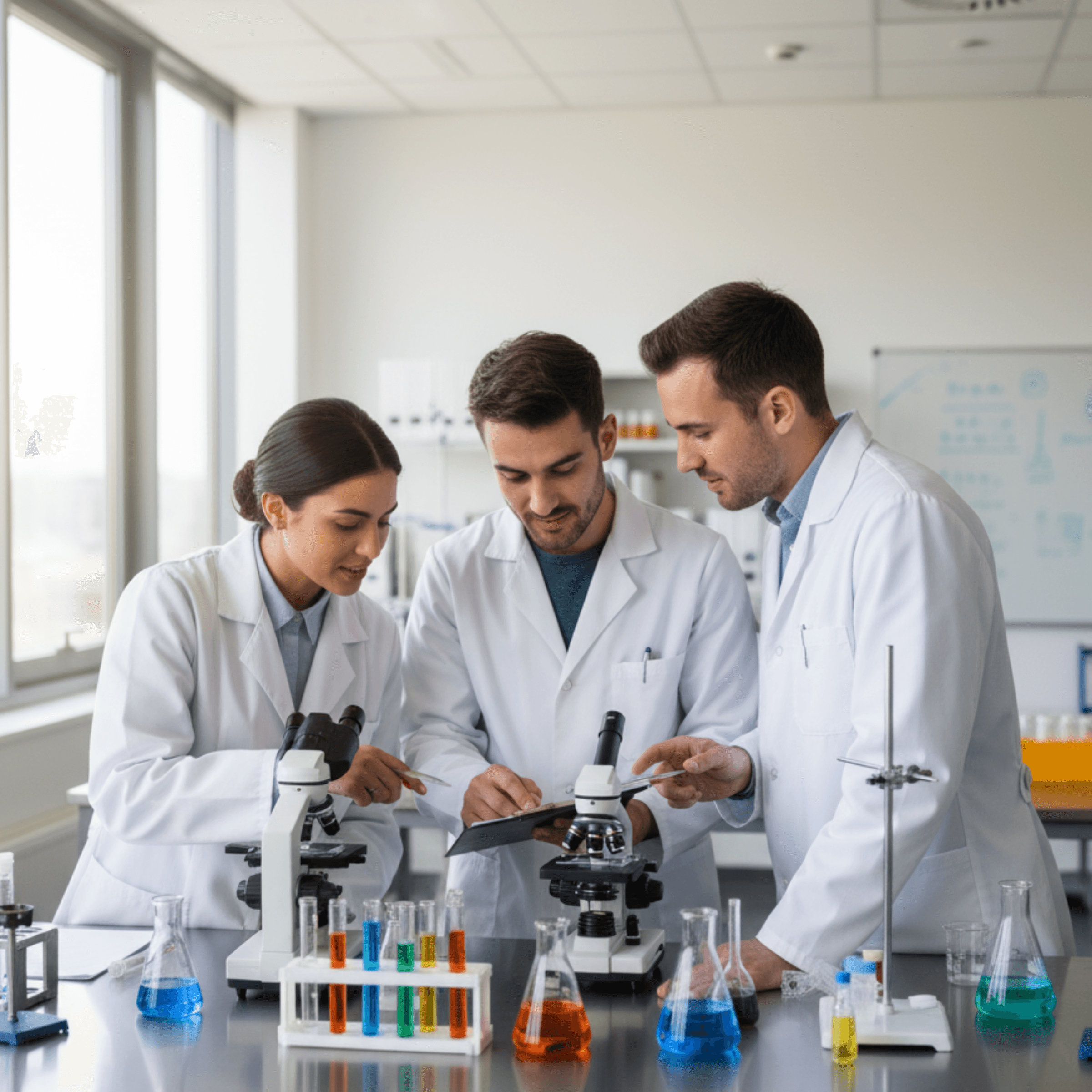 3 étudiants en formation laboratoire