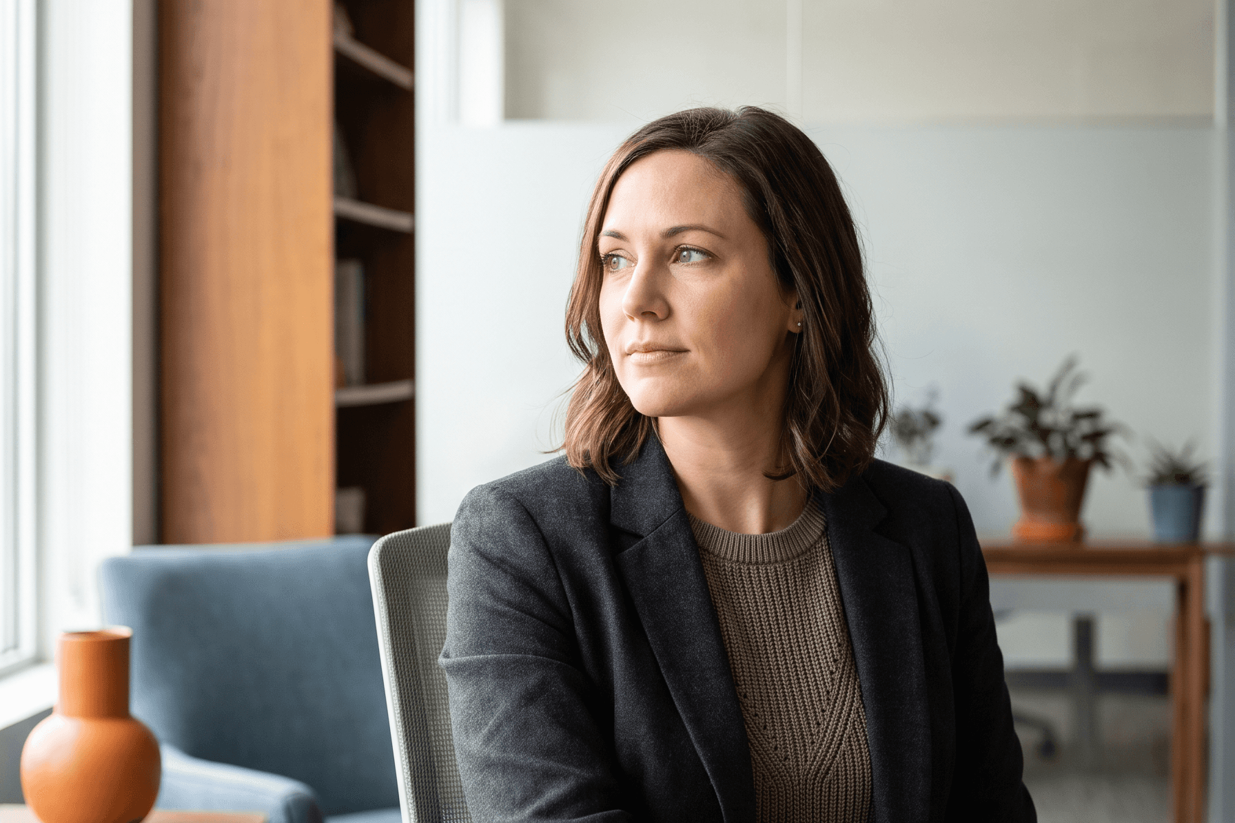 A valued employee pauses at her desk, weighing whether her employer really takes care of her