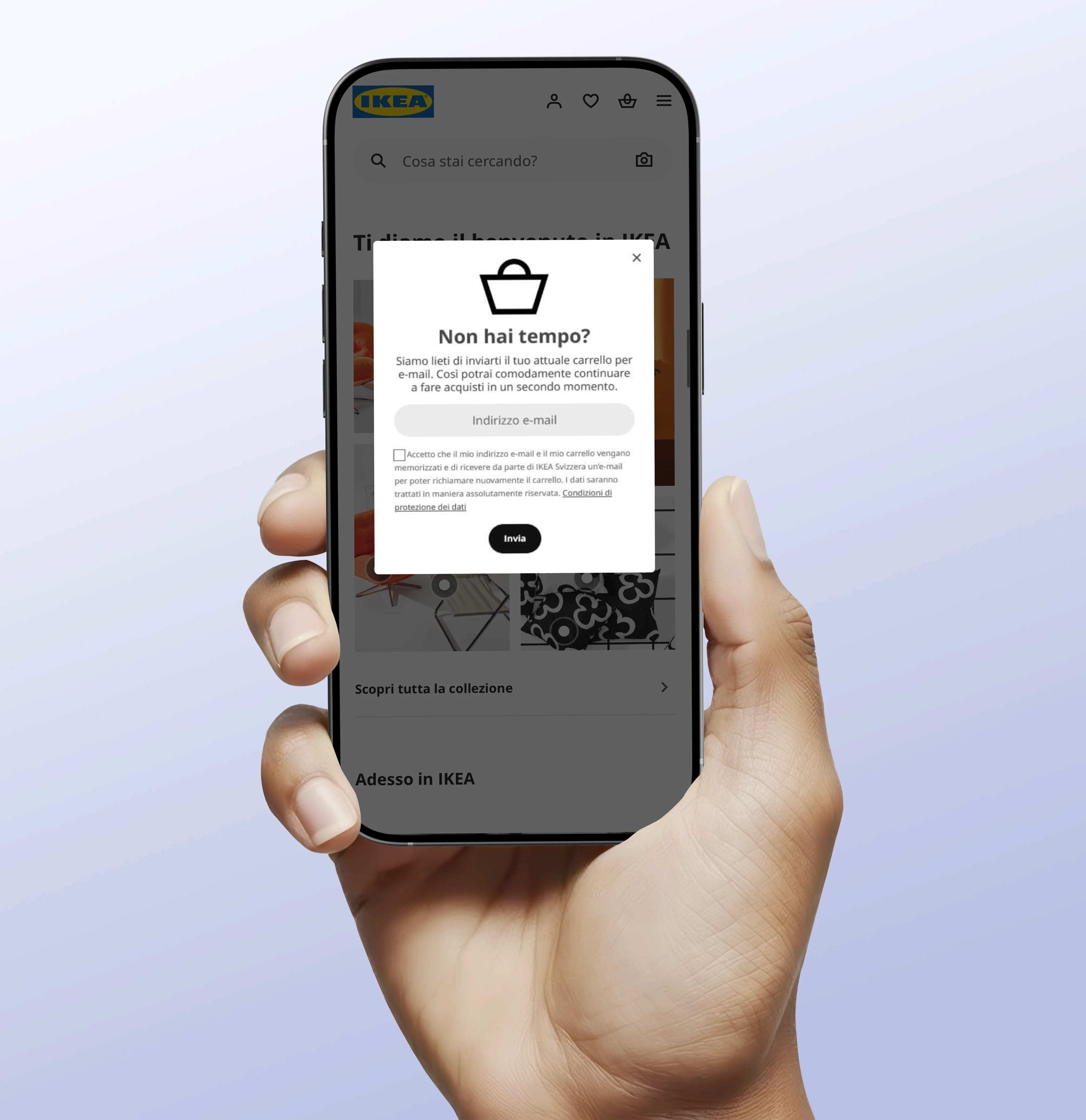 Smartphone con schermata prodotto Sovendus