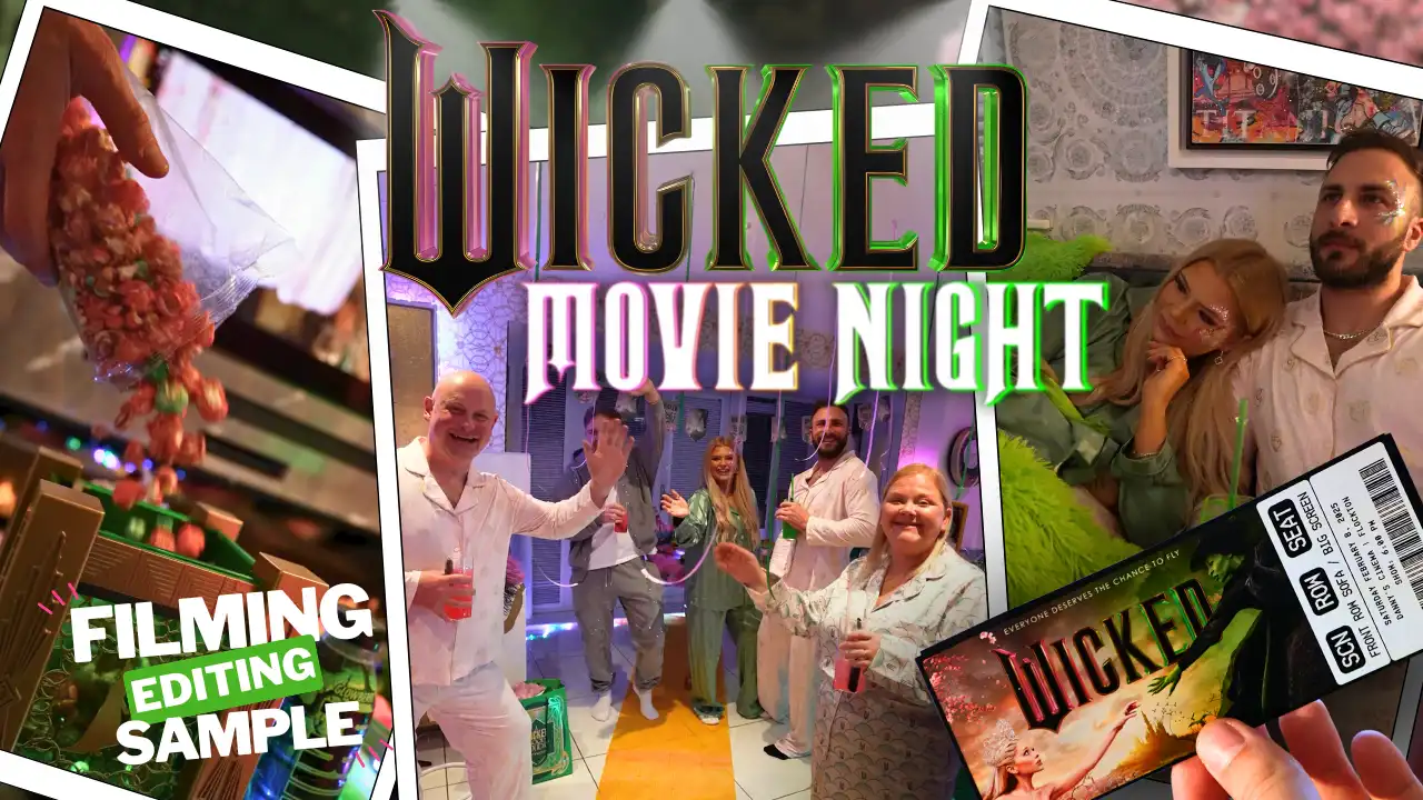 Event videography project filming the Wicked Movie Night, highlighting atmosphere, themed details and guest interactions.