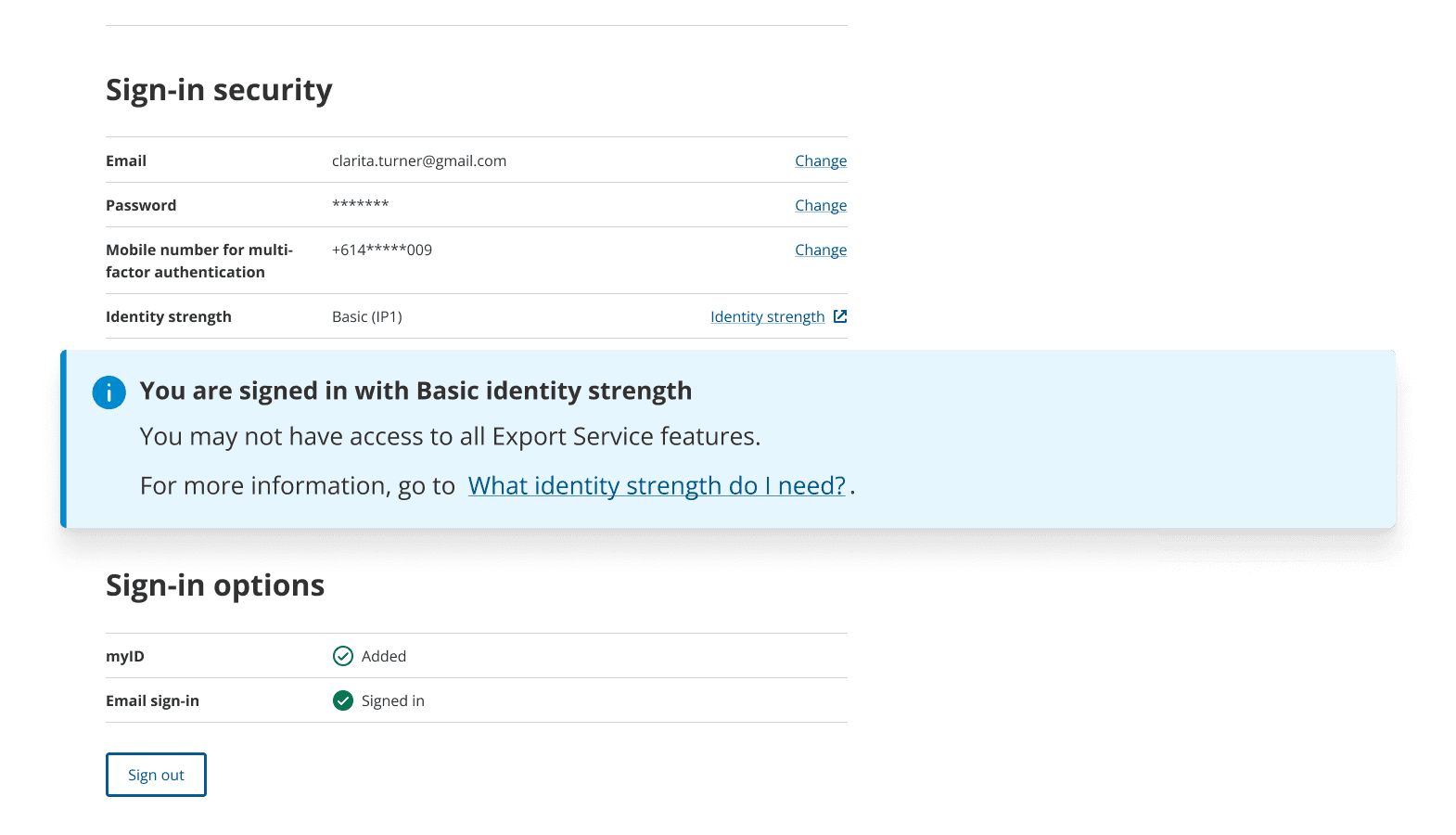 Email sign-in interface with Digital ID callout
