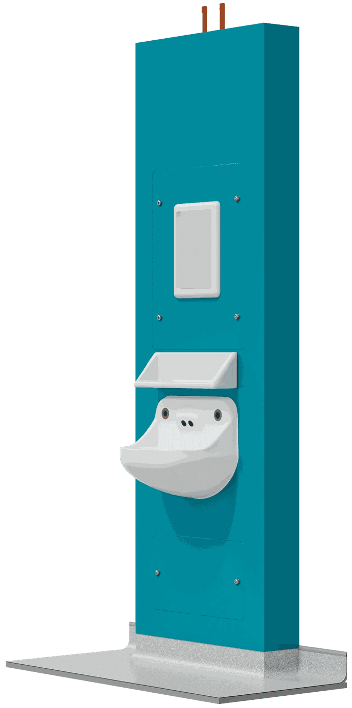 Hygipod Tough wash hand basin configuration integrated plumbing system for mental healthcare environments