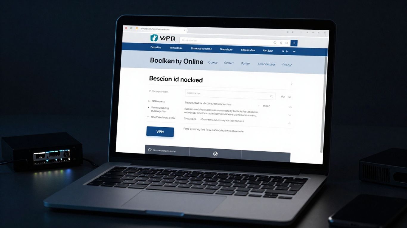 A laptop showing a blocked forum connection