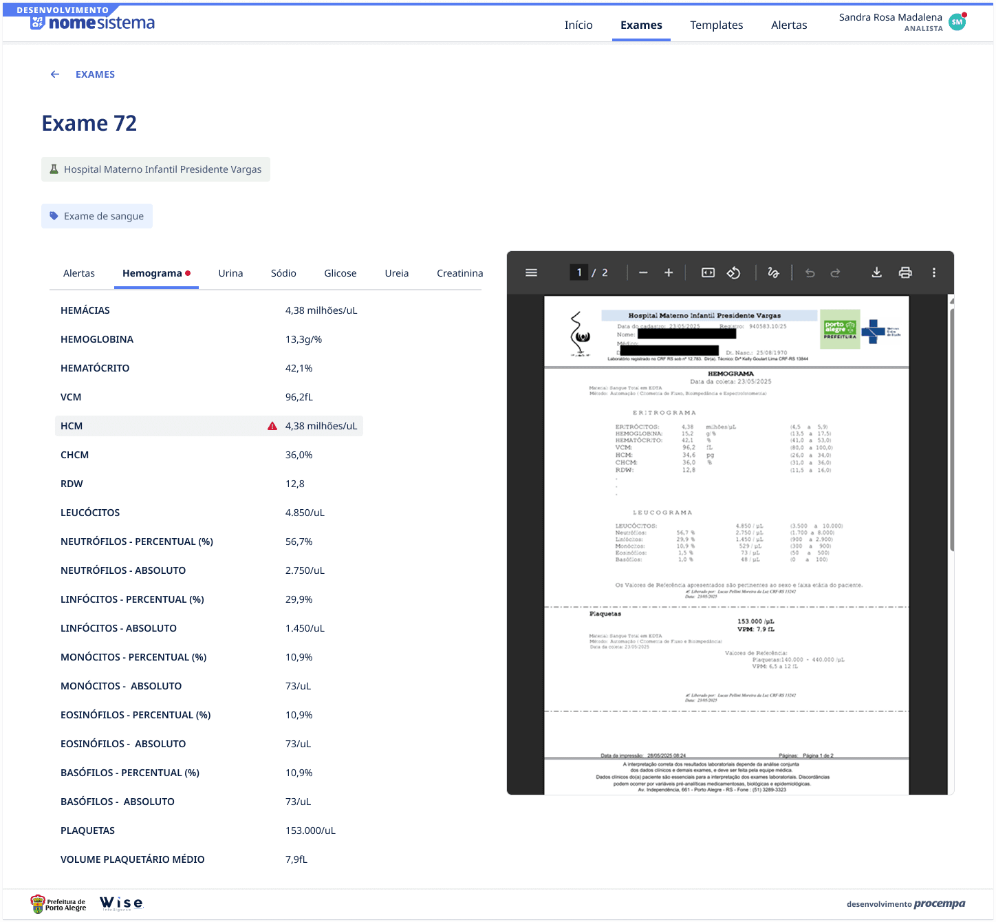 result interface with auto highlitghts 