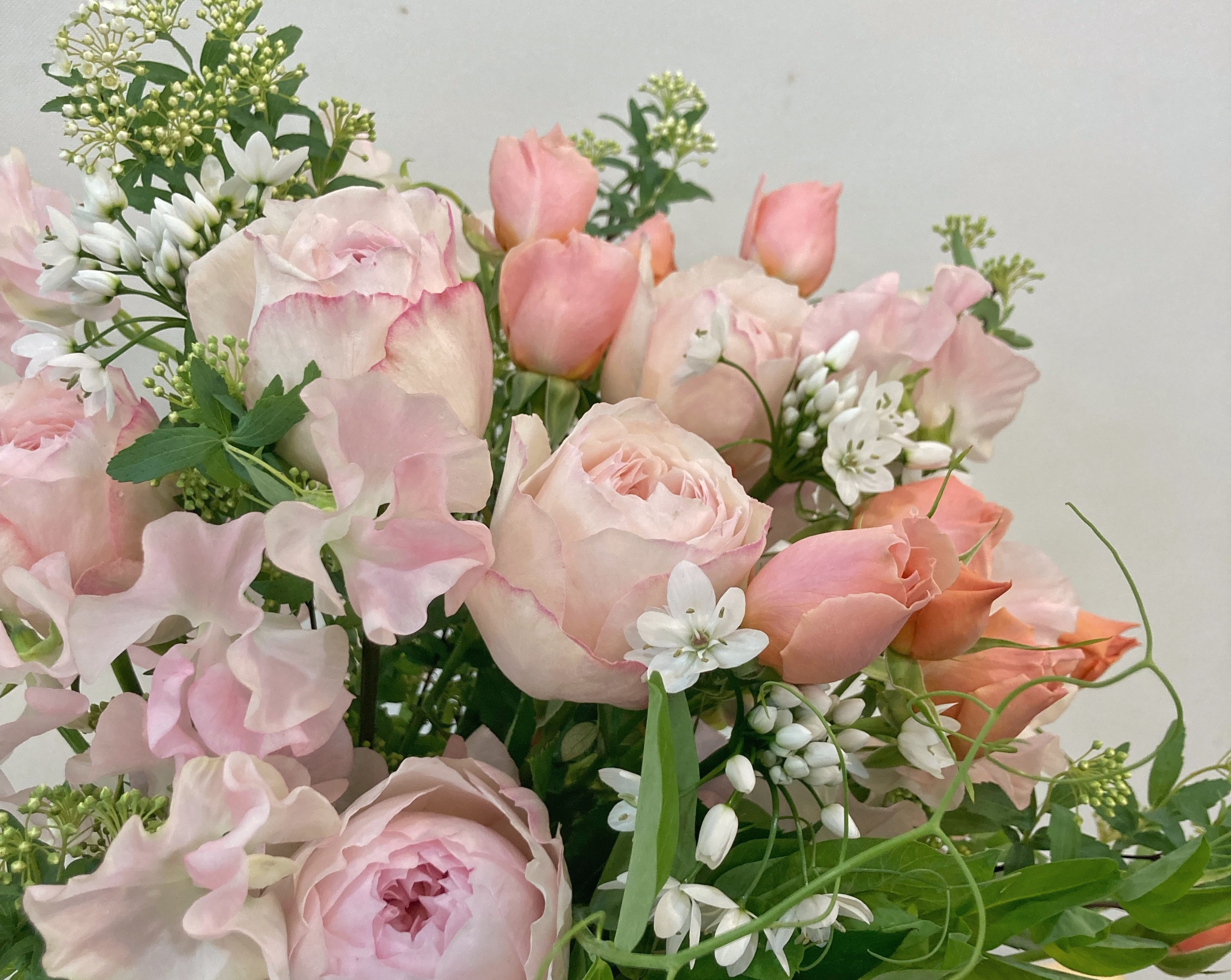 white and purple flower bouquet