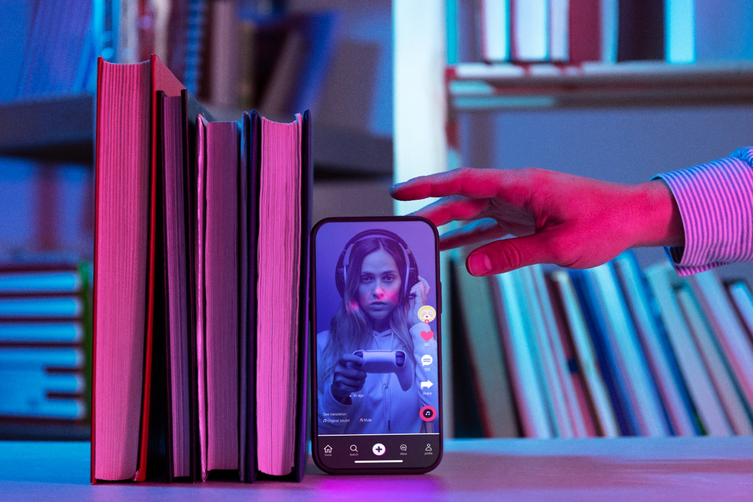 A person holds a smartphone next to an open book, capturing a moment of reading or sharing information.