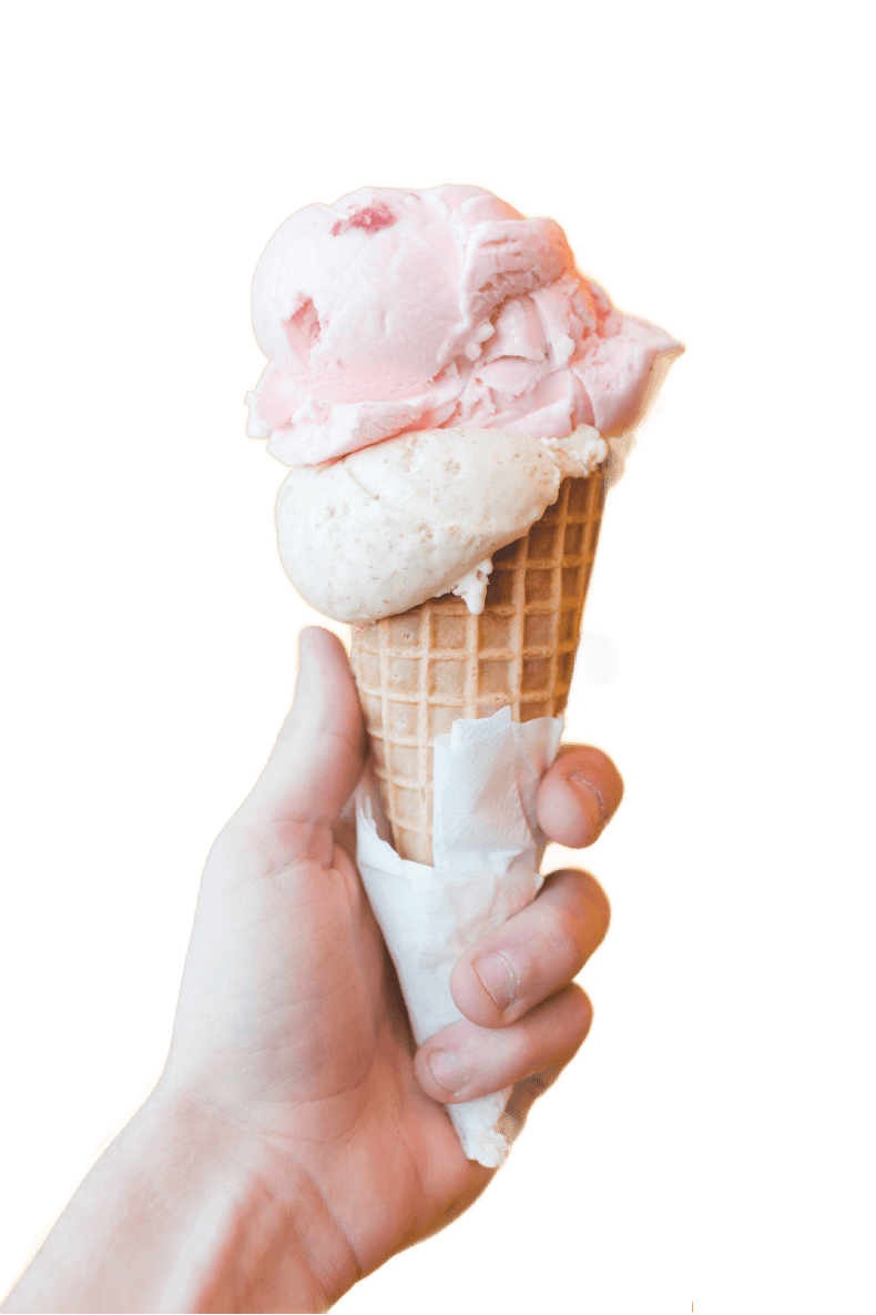 strawberry ice cream on cone (Background Removed)